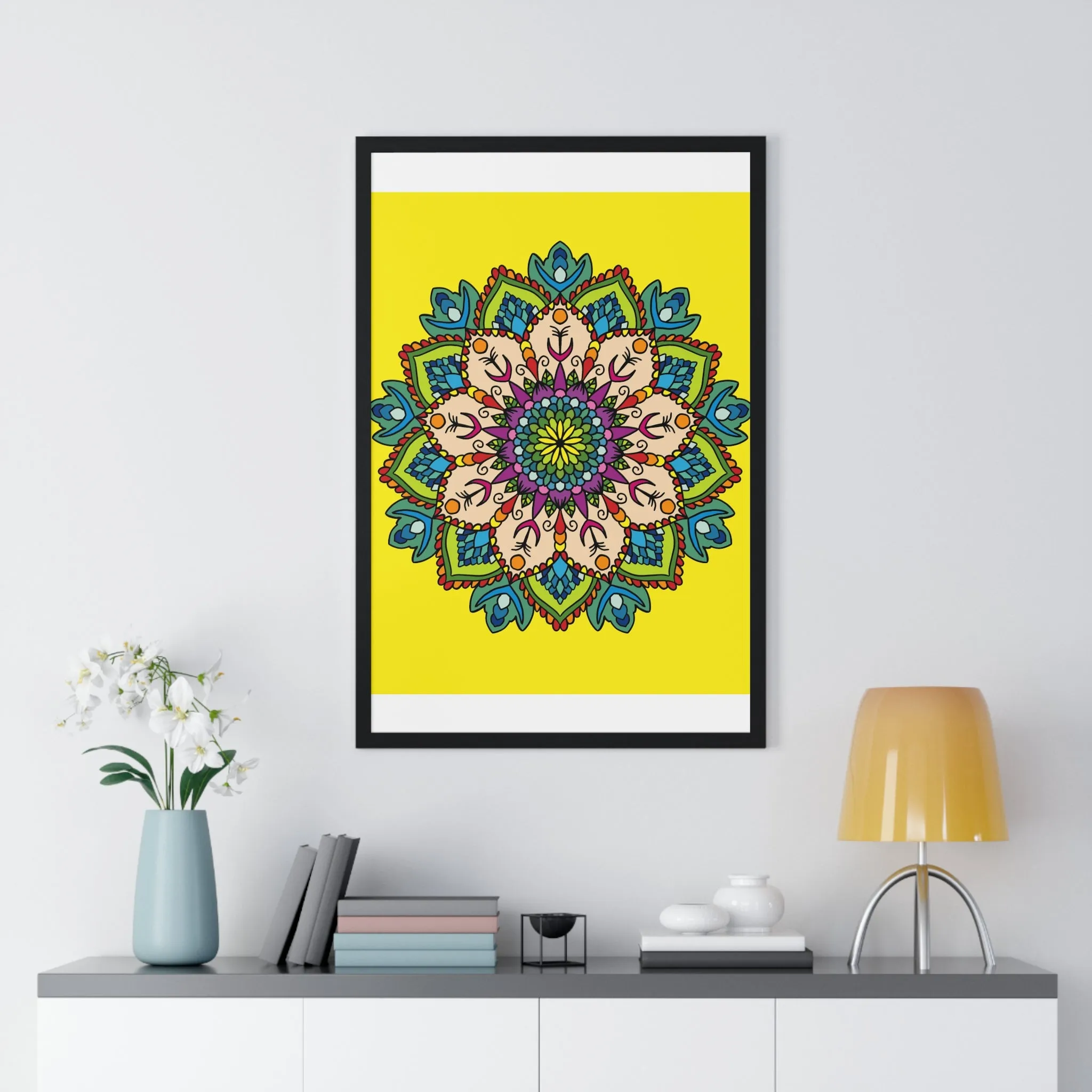 Handmade Mandala Art Vertical Framed Poster - Mindfulness & Yoga