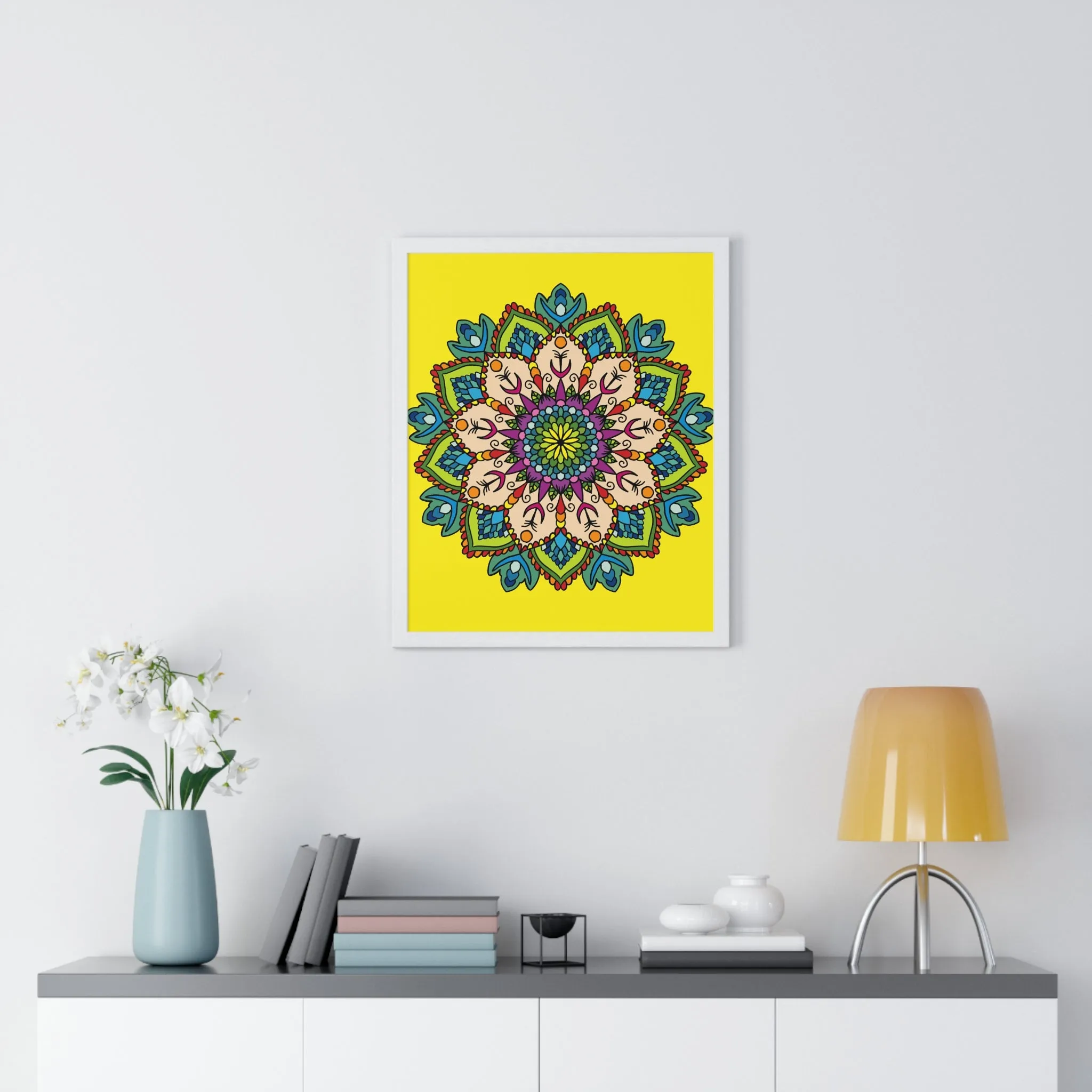 Handmade Mandala Art Vertical Framed Poster - Mindfulness & Yoga