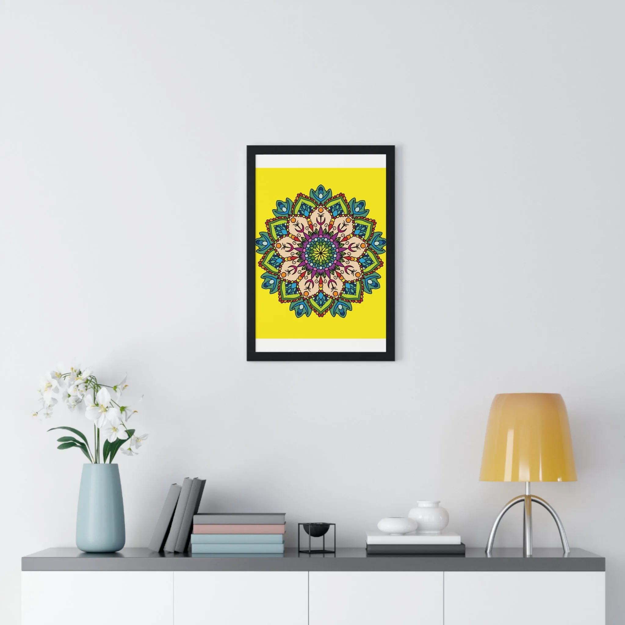 Handmade Mandala Art Vertical Framed Poster - Mindfulness & Yoga