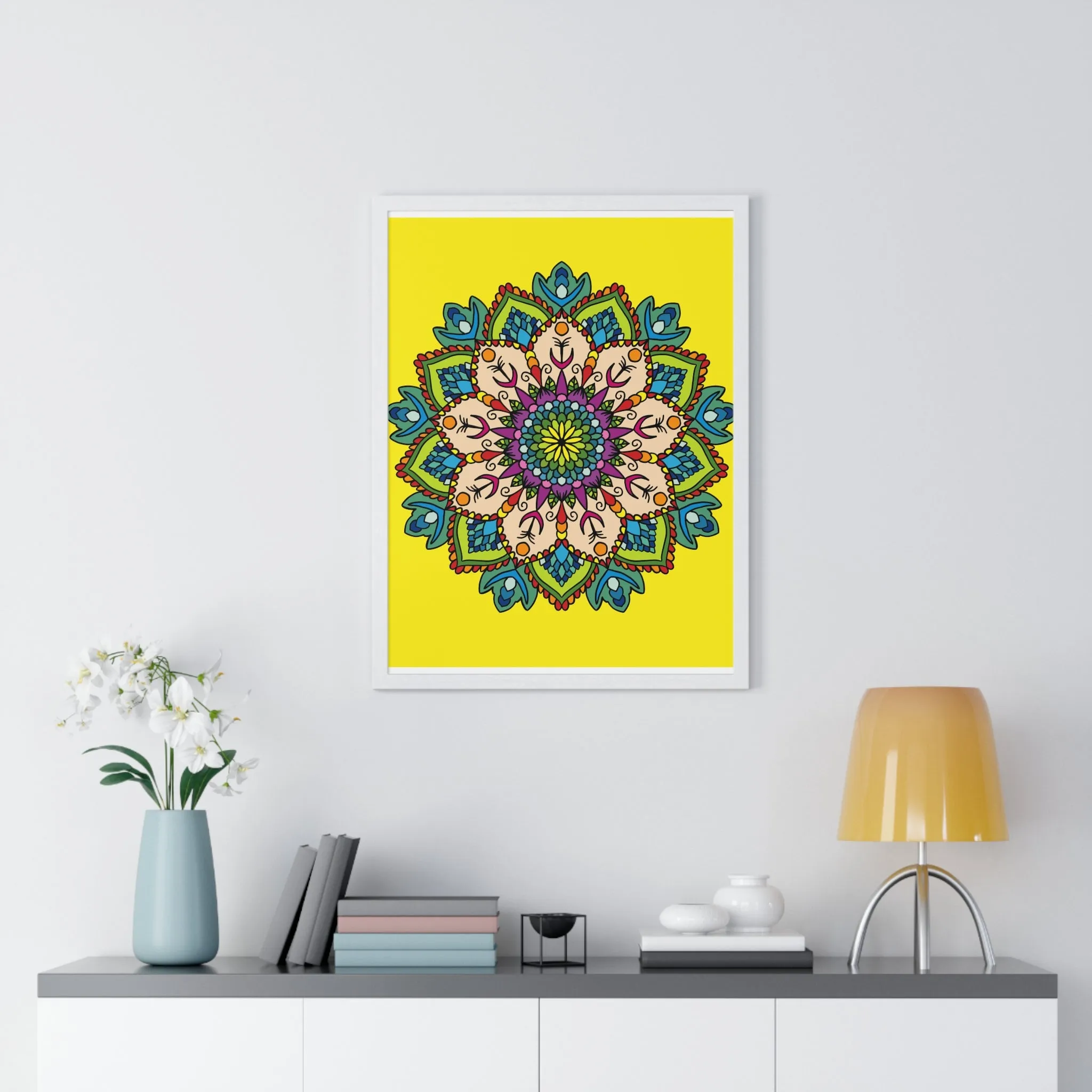 Handmade Mandala Art Vertical Framed Poster - Mindfulness & Yoga