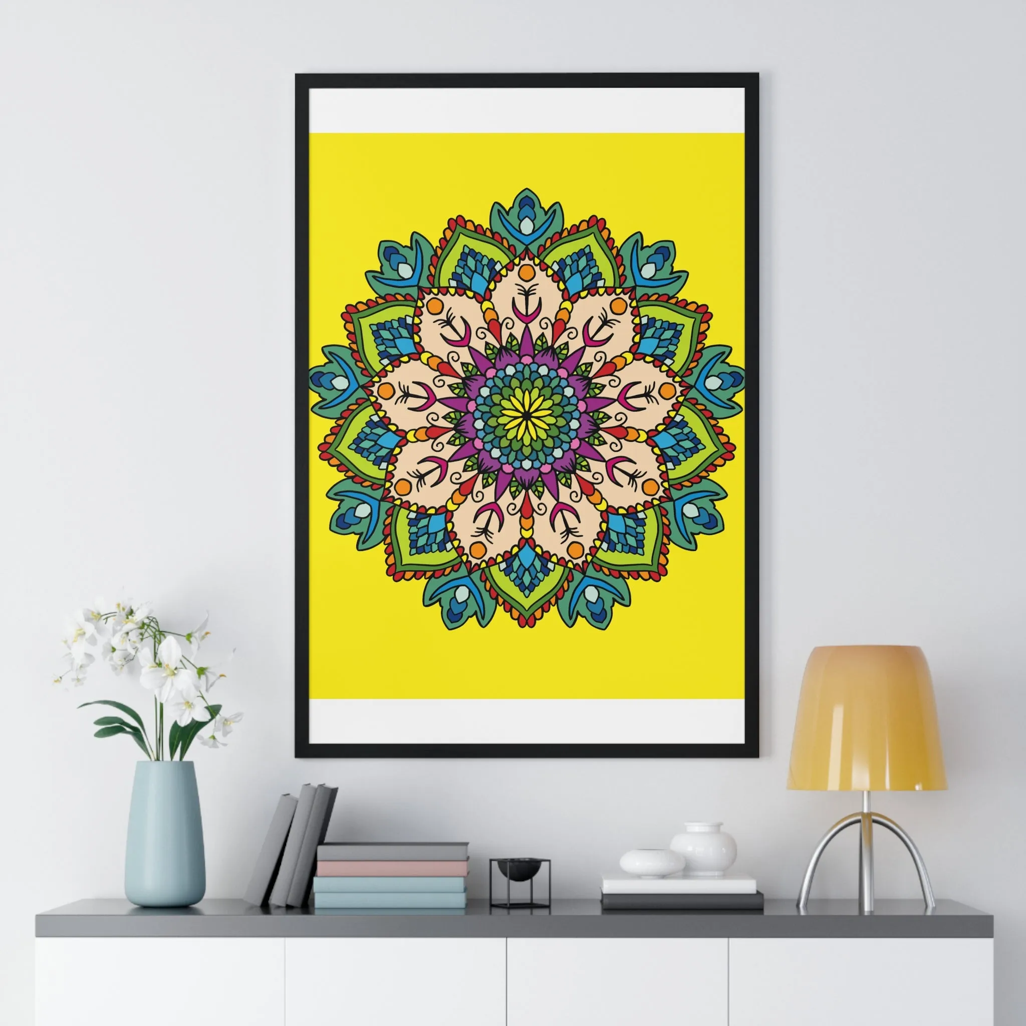 Handmade Mandala Art Vertical Framed Poster - Mindfulness & Yoga