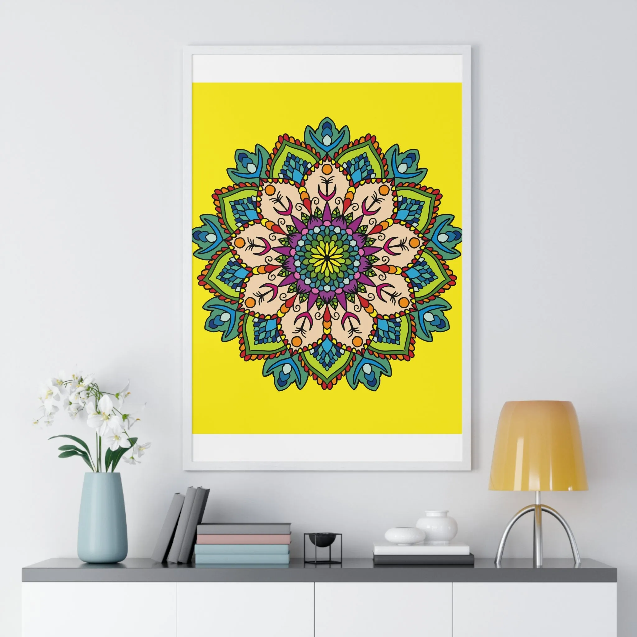 Handmade Mandala Art Vertical Framed Poster - Mindfulness & Yoga