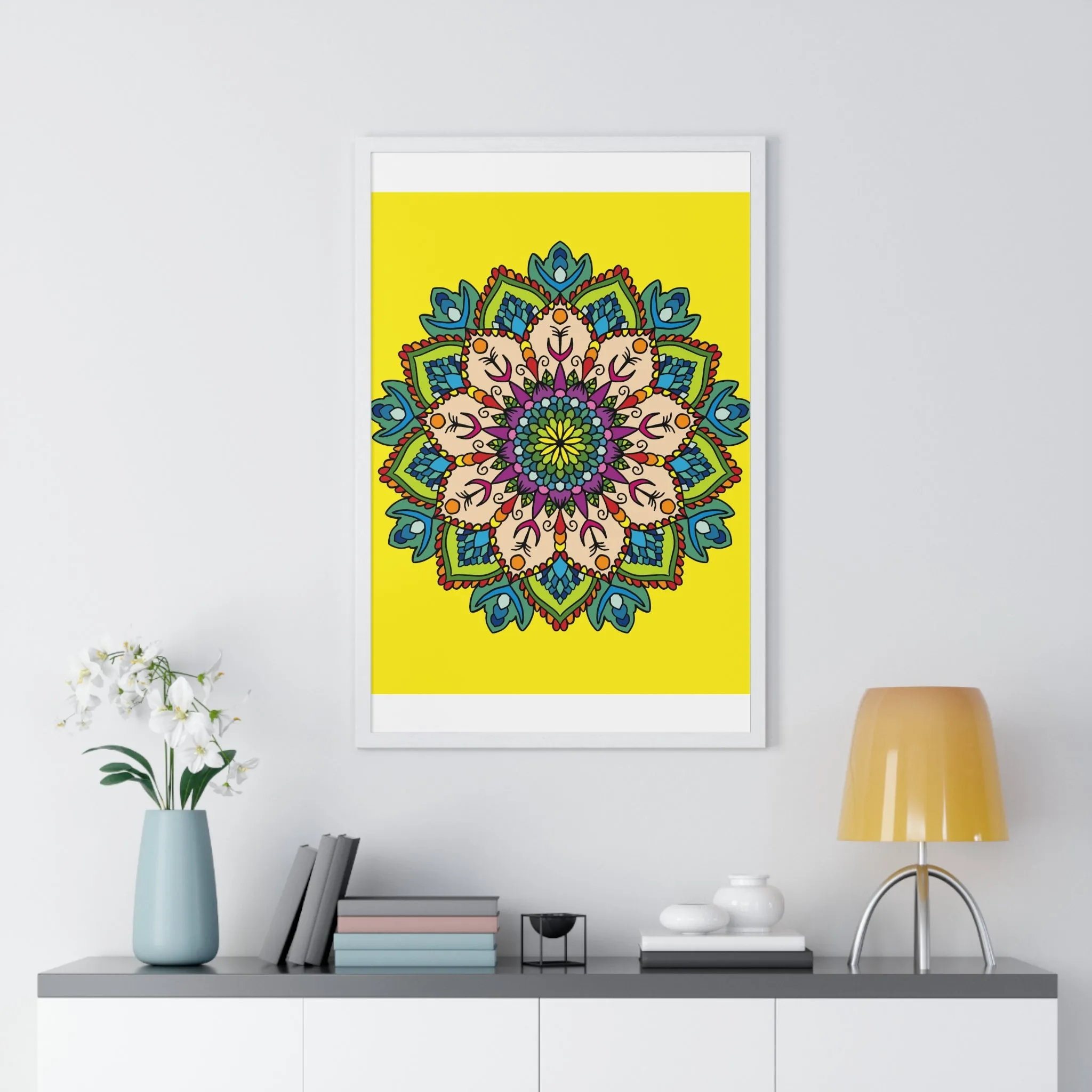 Handmade Mandala Art Vertical Framed Poster - Mindfulness & Yoga
