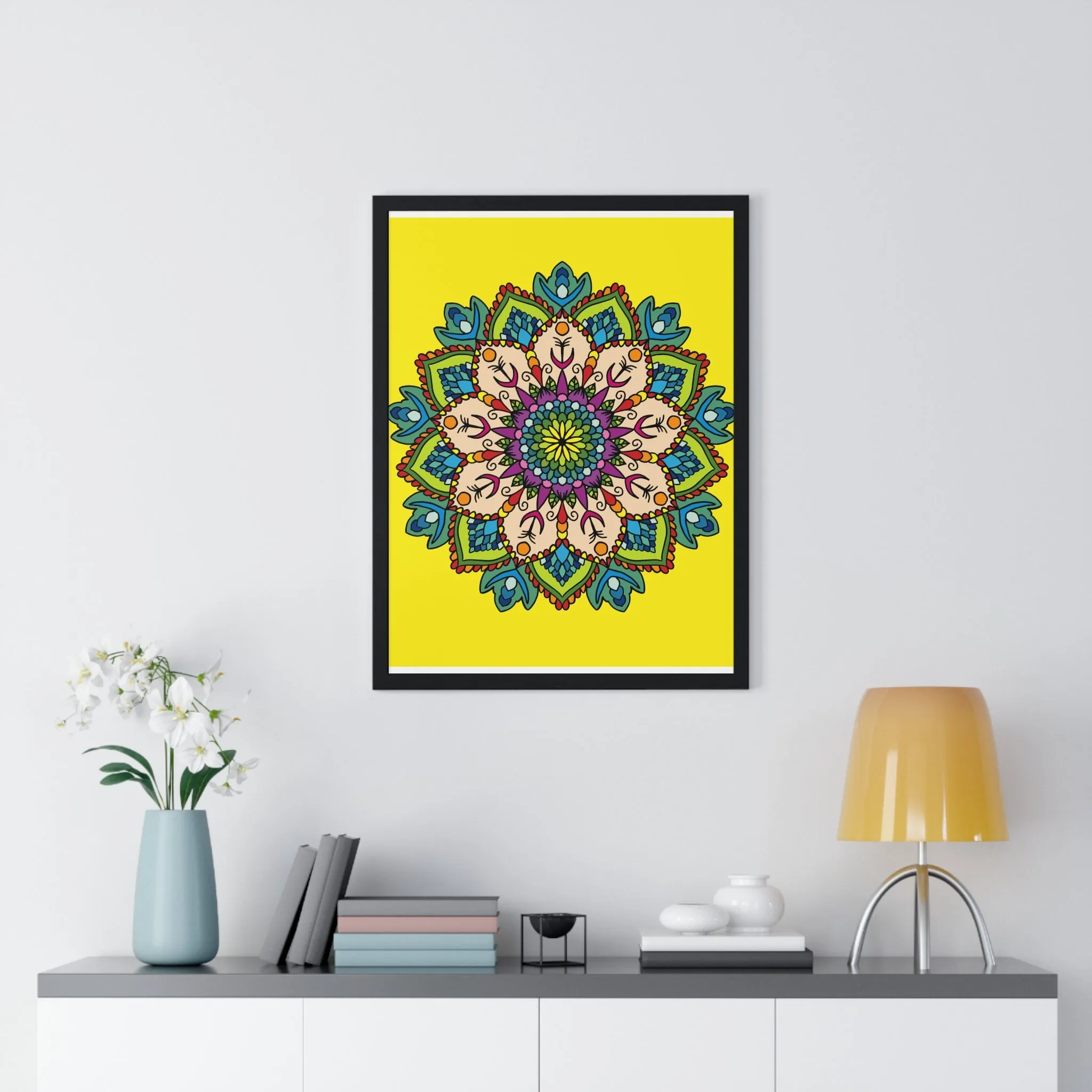 Handmade Mandala Art Vertical Framed Poster - Mindfulness & Yoga