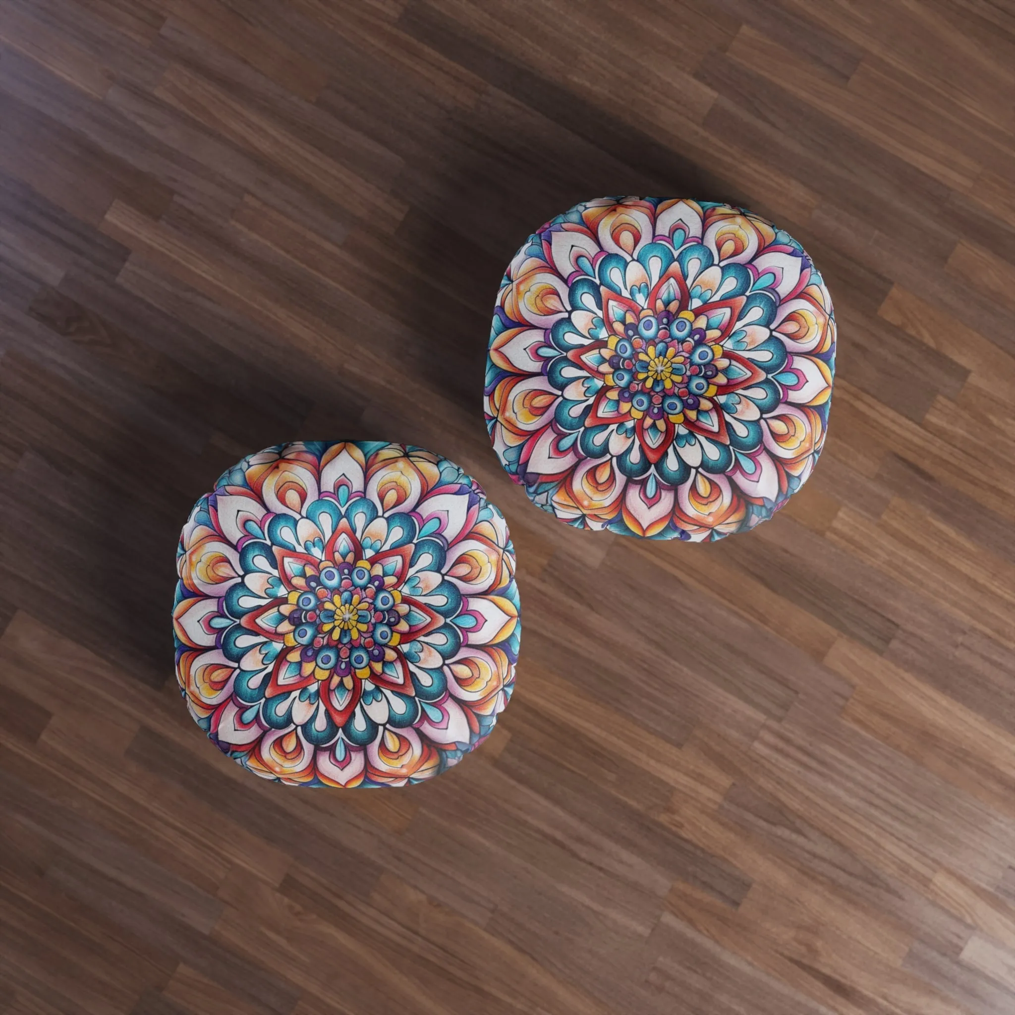 Handmade Mandala Design Floor Cushion - Round