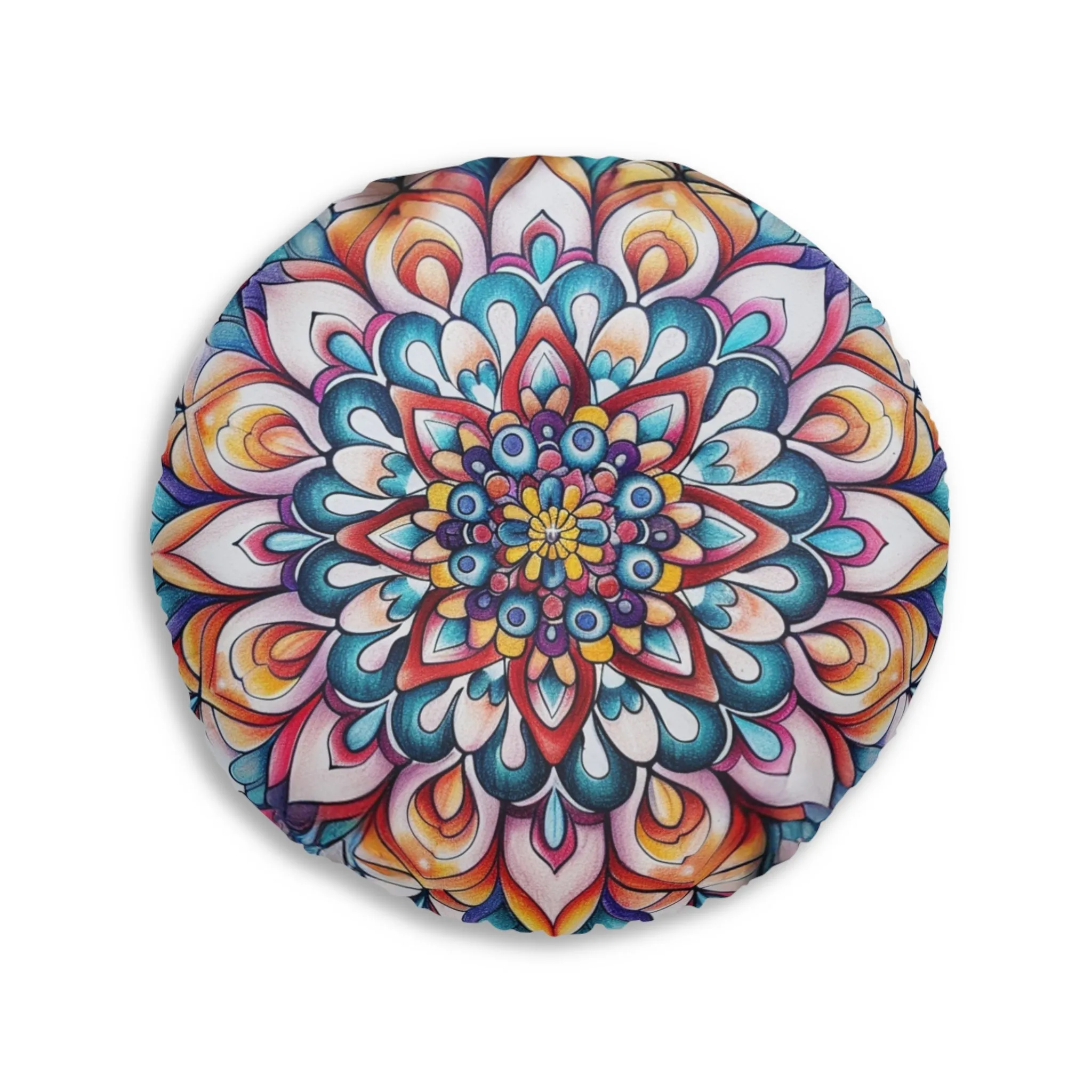 Handmade Mandala Design Floor Cushion - Round