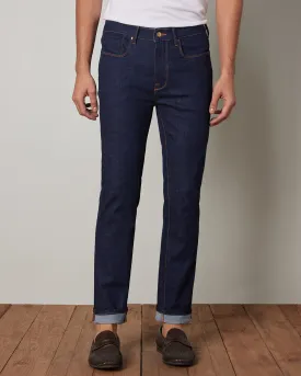 Hatched Blue Stretch Jeans