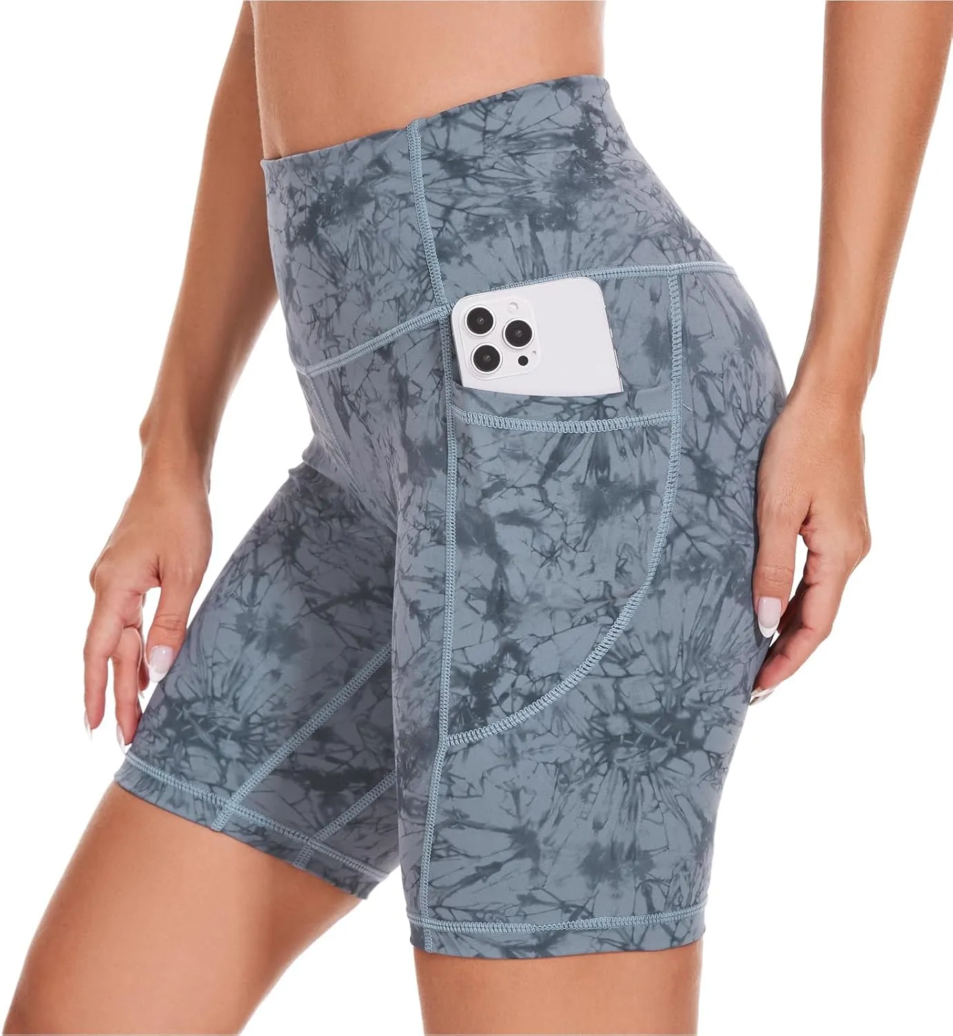iniber Womens Biker Shorts with Pockets High Waist Workout Yoga Spandex Athletic Bicycle Leggings Shorts for Running