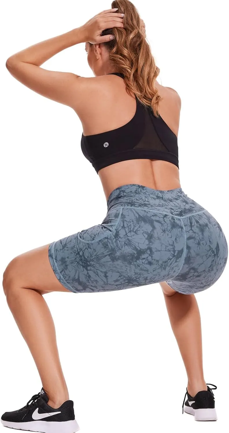 iniber Womens Biker Shorts with Pockets High Waist Workout Yoga Spandex Athletic Bicycle Leggings Shorts for Running