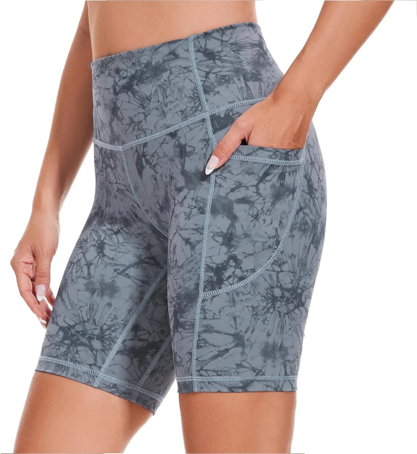 iniber Womens Biker Shorts with Pockets High Waist Workout Yoga Spandex Athletic Bicycle Leggings Shorts for Running