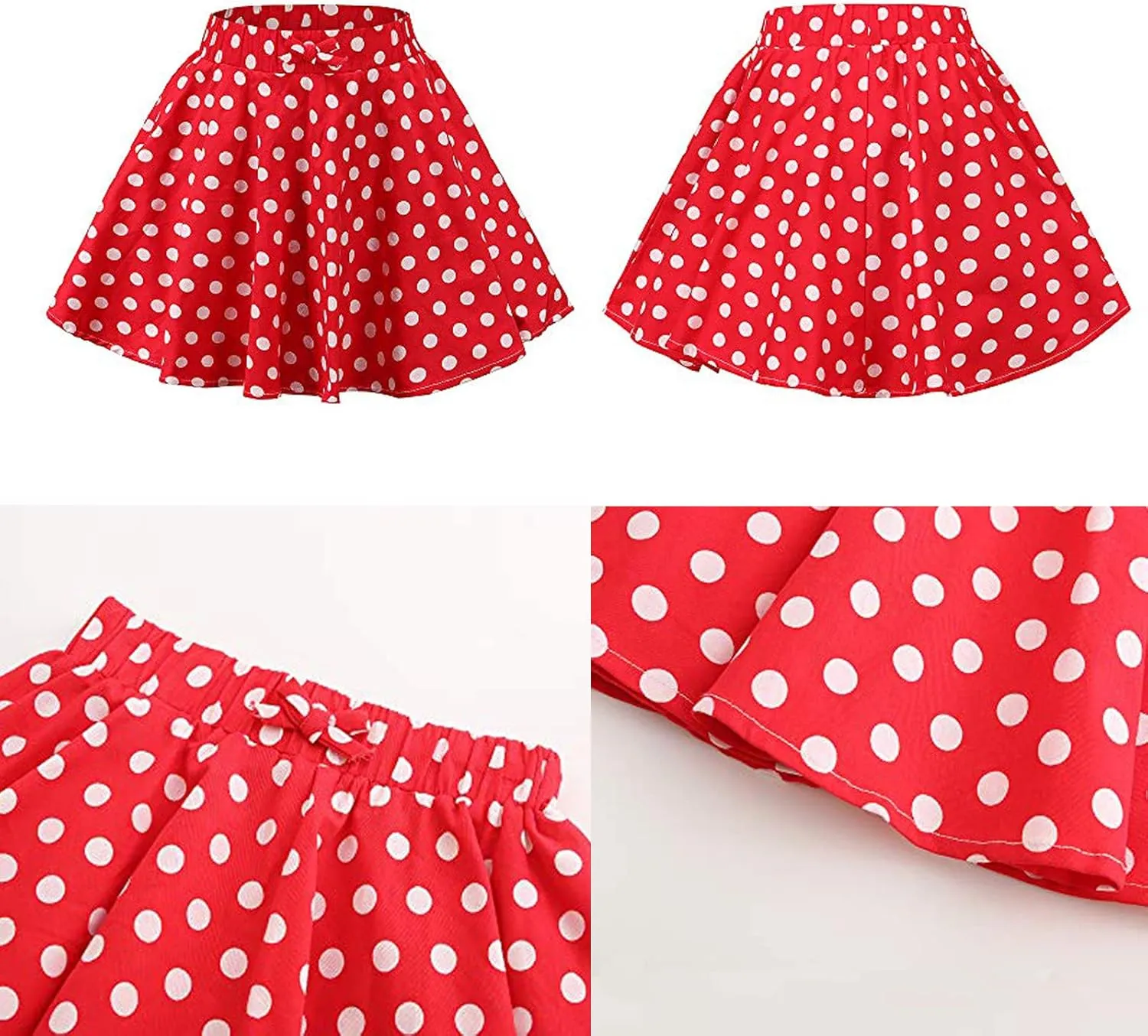 JE Sterguard Girls Polka Dot Mini Stretch Waist Full Round Skater Skirts for Party or Sport 4-16 Years