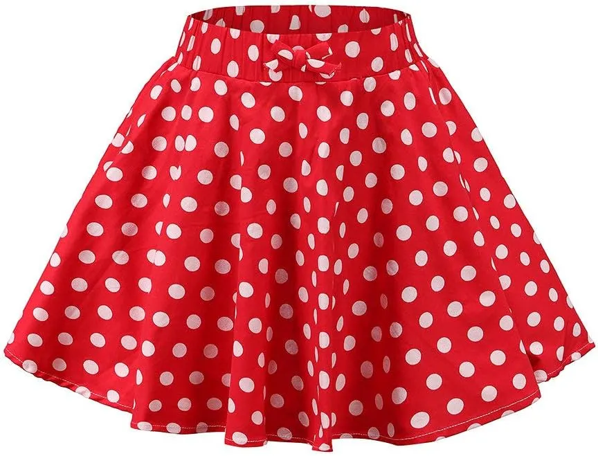 JE Sterguard Girls Polka Dot Mini Stretch Waist Full Round Skater Skirts for Party or Sport 4-16 Years