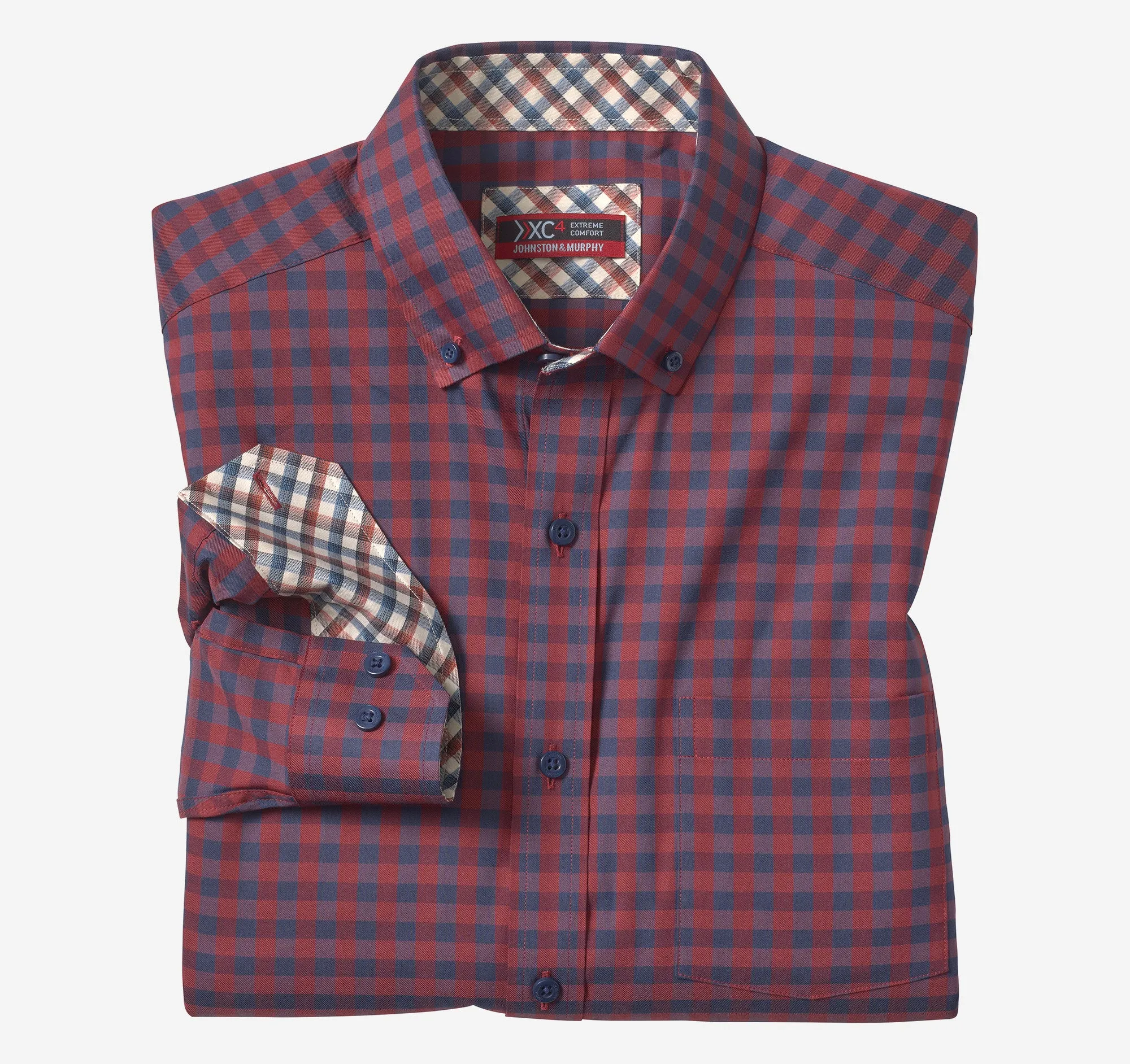 Johnston & Murphy XC4 Sport Two Tone Gingham Long Sleeve