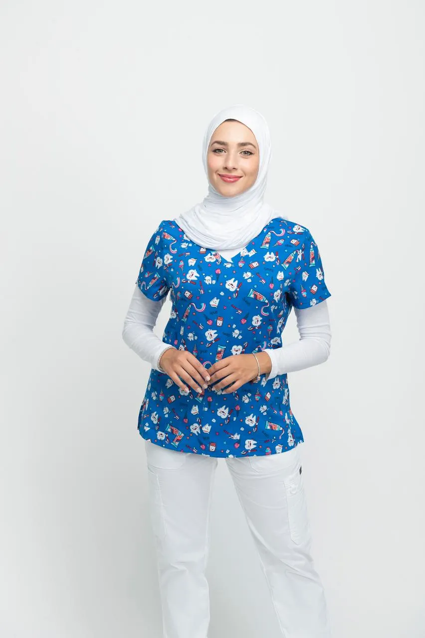 Leslie Printed Scrub Top