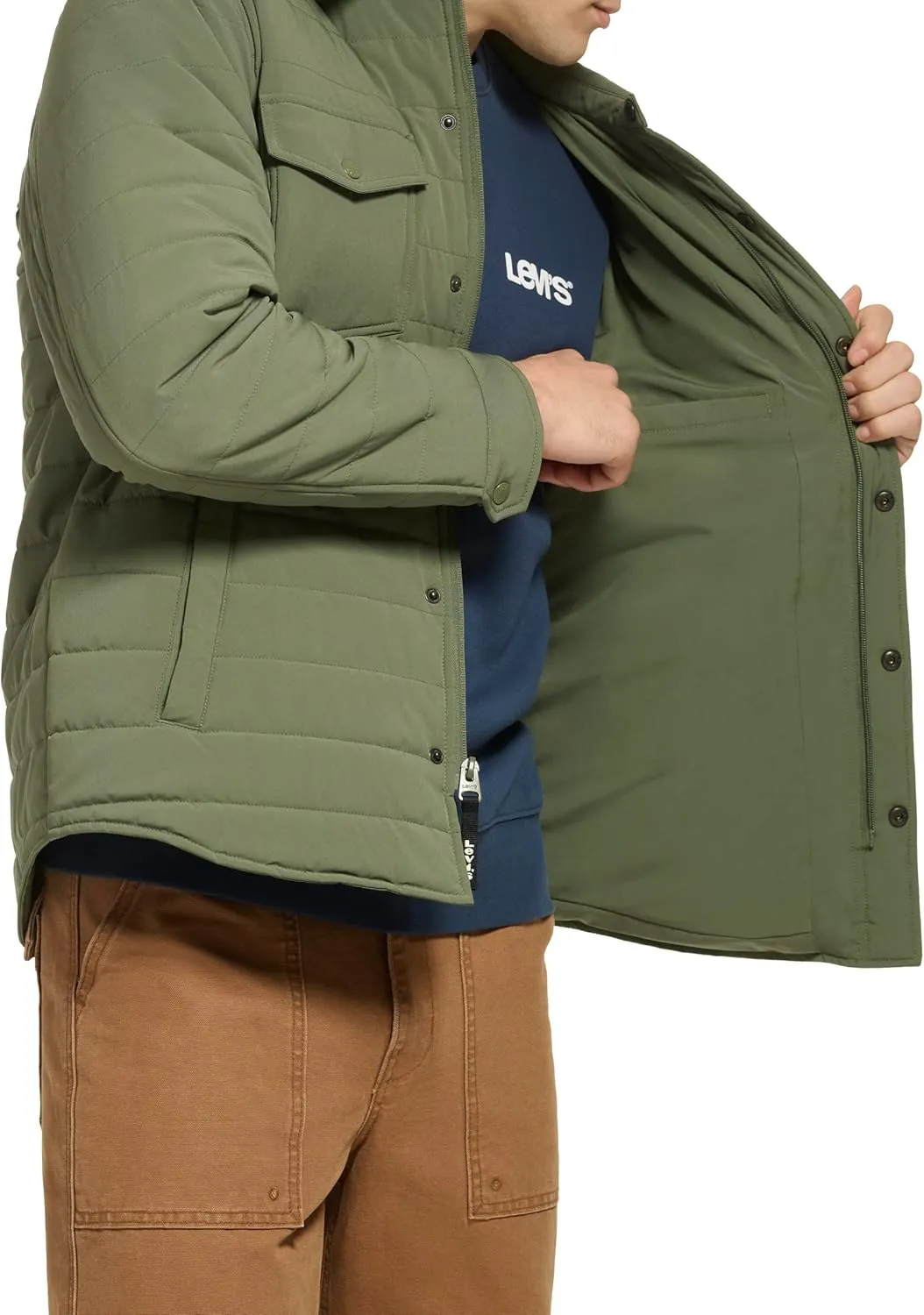 Levi's Men's Quilted Stretch Bomber Shirt Jacket