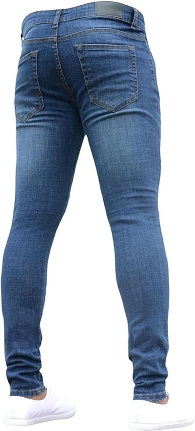 Men's Skinny Jeans Stretch Tapered Leg Slim Fit Denim Pants Taper Skinny Fit Stretch Denim Pants