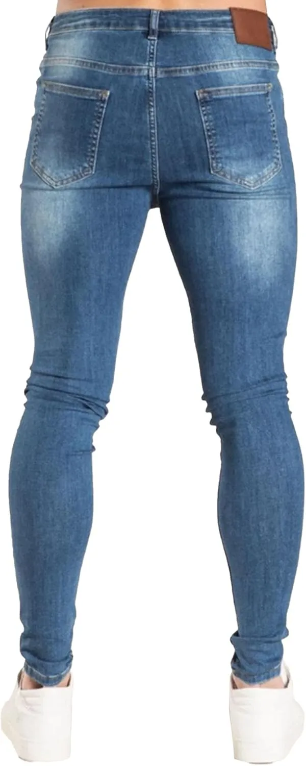 Men's Skinny Jeans Stretch Tapered Leg Slim Fit Denim Pants Taper Skinny Fit Stretch Denim Pants