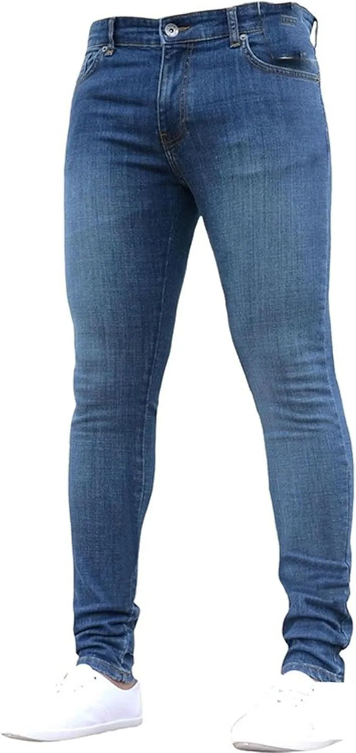 Men's Skinny Jeans Stretch Tapered Leg Slim Fit Denim Pants Taper Skinny Fit Stretch Denim Pants
