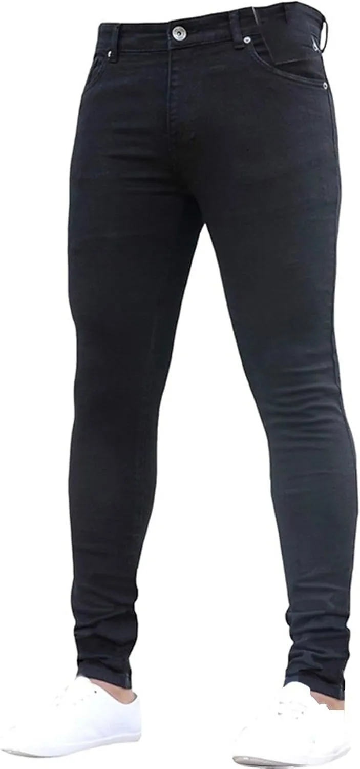 Men's Skinny Jeans Stretch Tapered Leg Slim Fit Denim Pants Taper Skinny Fit Stretch Denim Pants