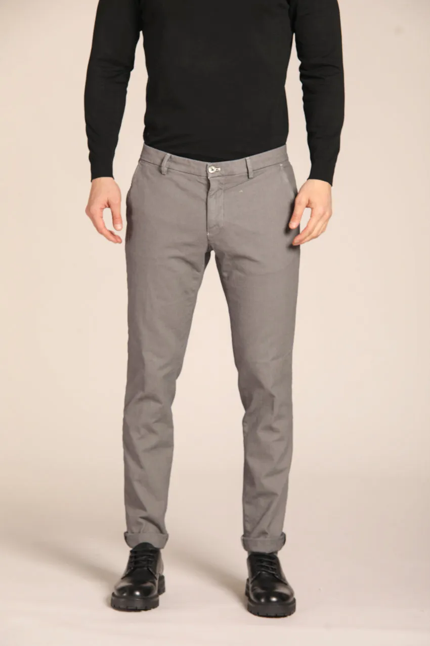 Milano Style pantalone chino uomo in cotone stretch con pattern occhio di pernice extra slim fit