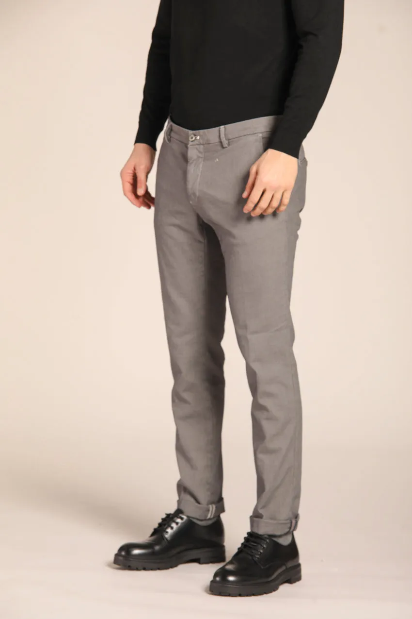Milano Style pantalone chino uomo in cotone stretch con pattern occhio di pernice extra slim fit