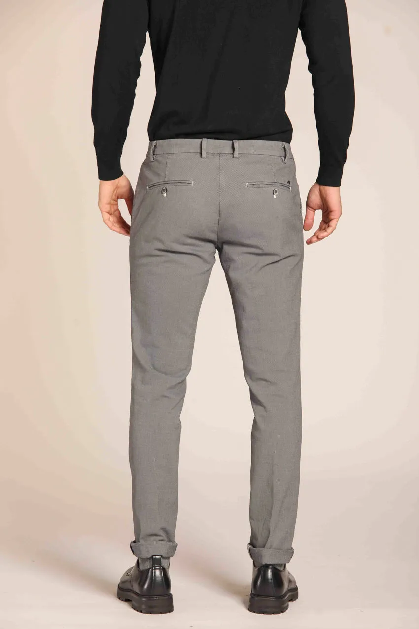 Milano Style pantalone chino uomo in cotone stretch con pattern occhio di pernice extra slim fit