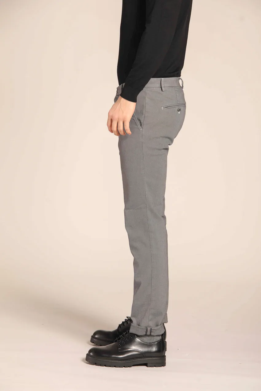 Milano Style pantalone chino uomo in cotone stretch con pattern occhio di pernice extra slim fit