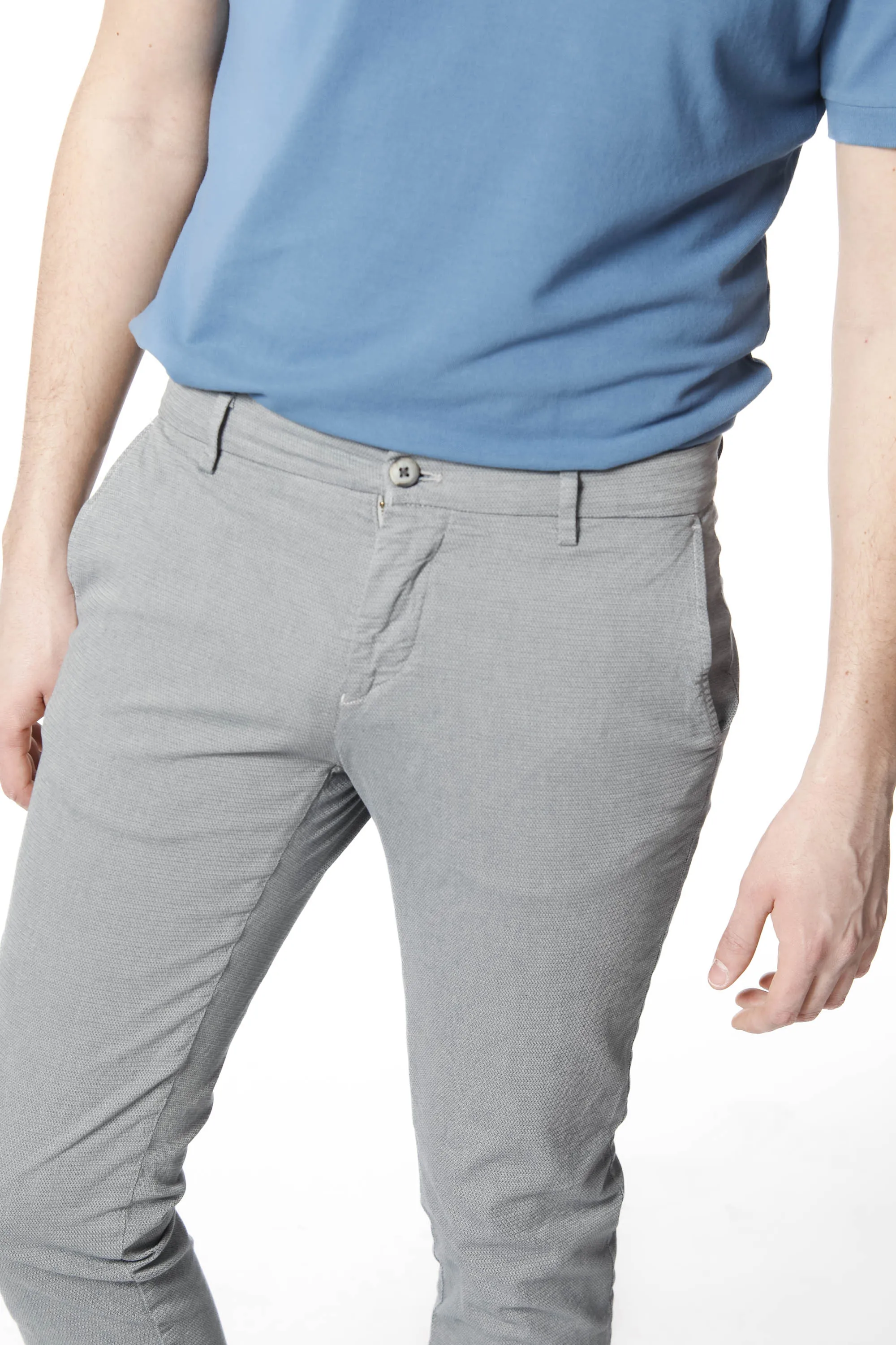 Milano Style pantalone chino uomo in jacquard micro disegno extra slim fit