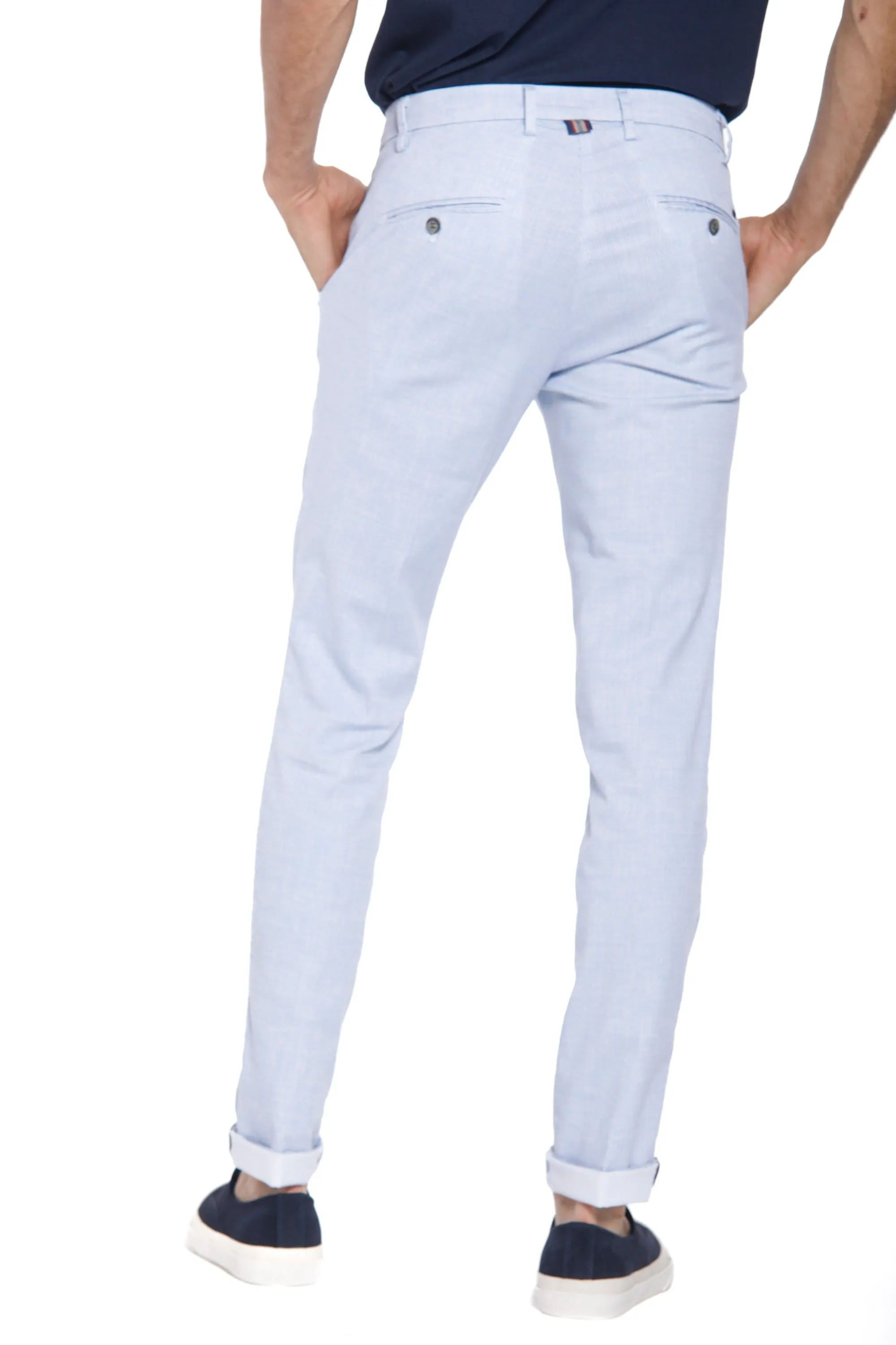 Milano Style pantalone chino uomo in twill e tencel microstampa extra slim