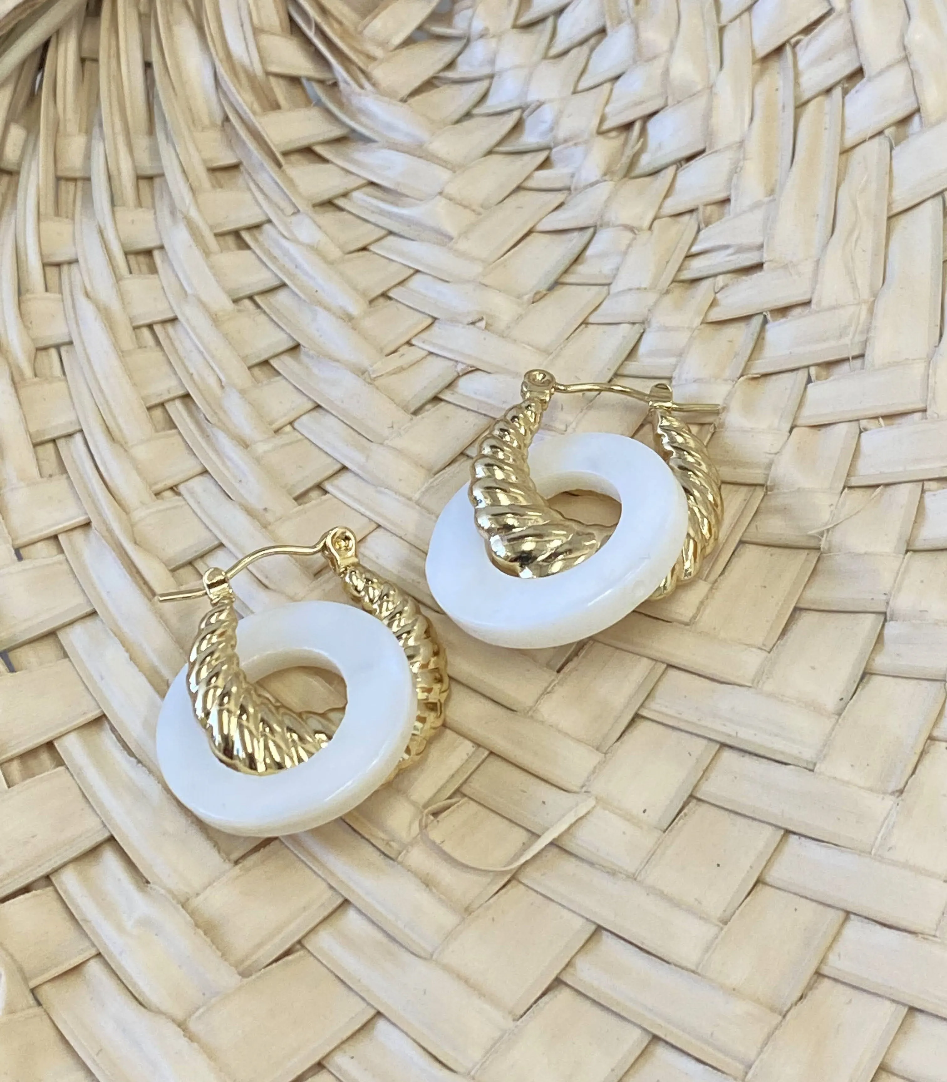 Nagkakaisa Gold Mother of Pearl Hoops Earrings
