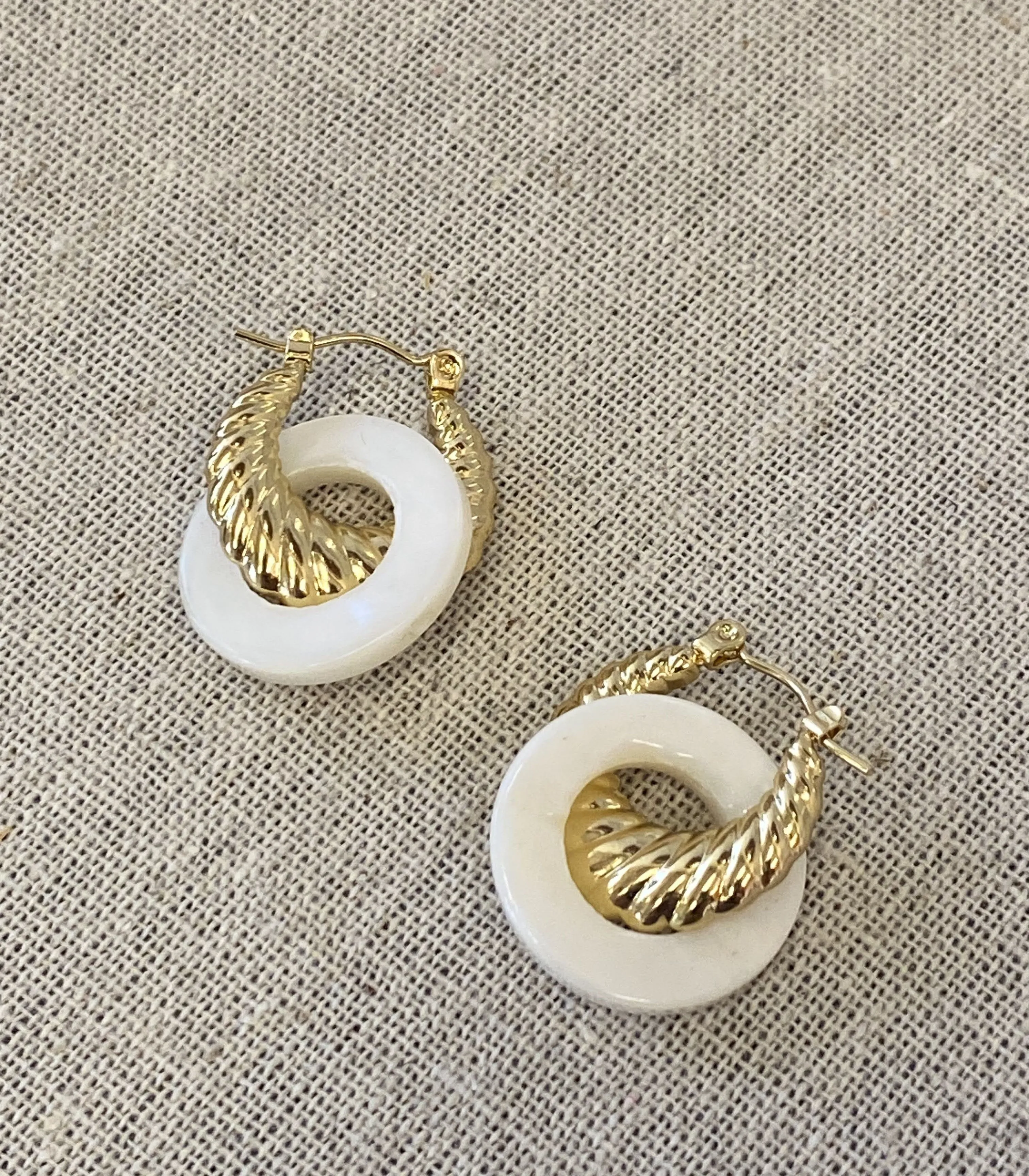 Nagkakaisa Gold Mother of Pearl Hoops Earrings