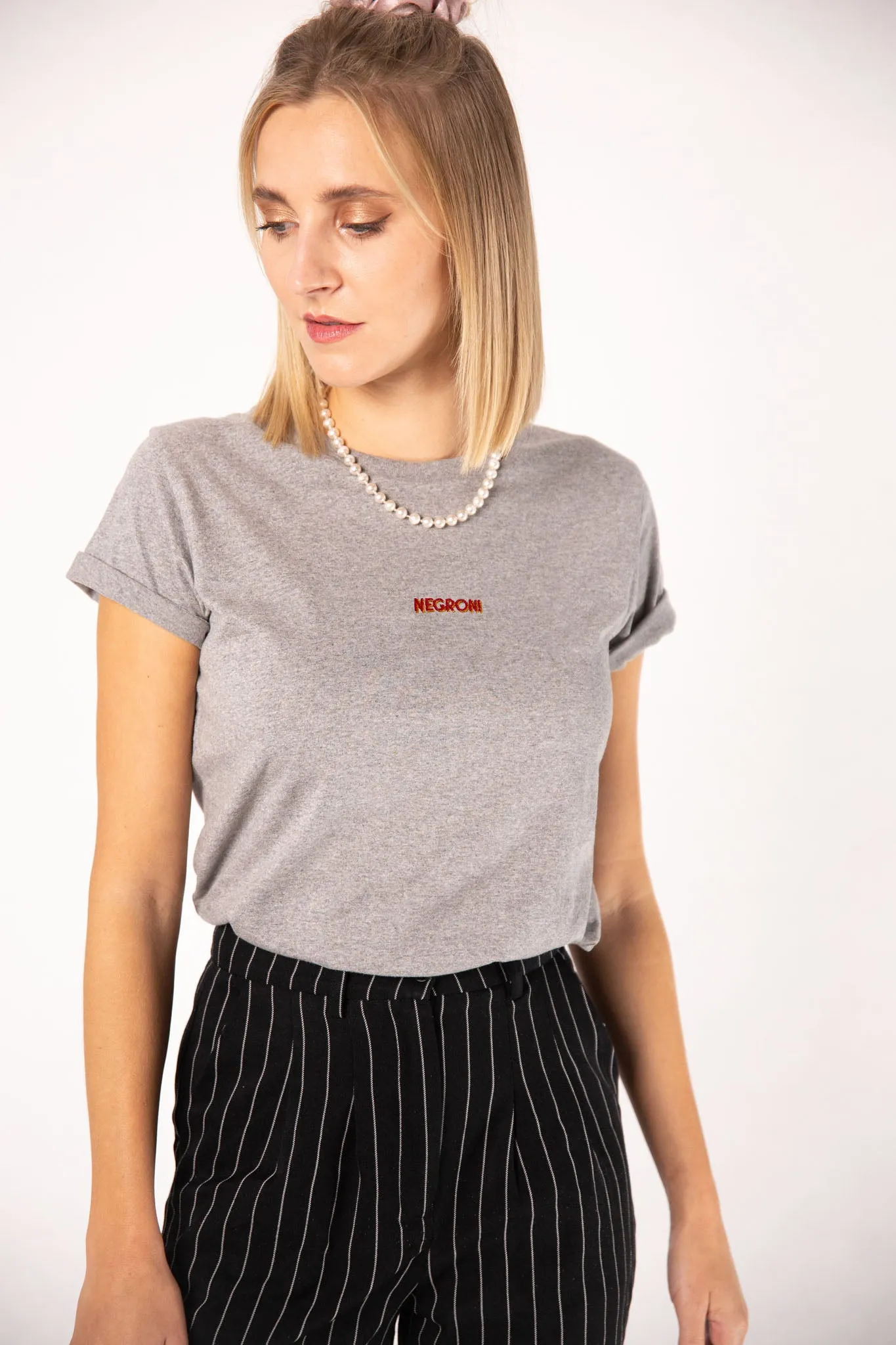 Negroni Signature | Besticktes Frauen Oversized Bio Baumwoll T-Shirt
