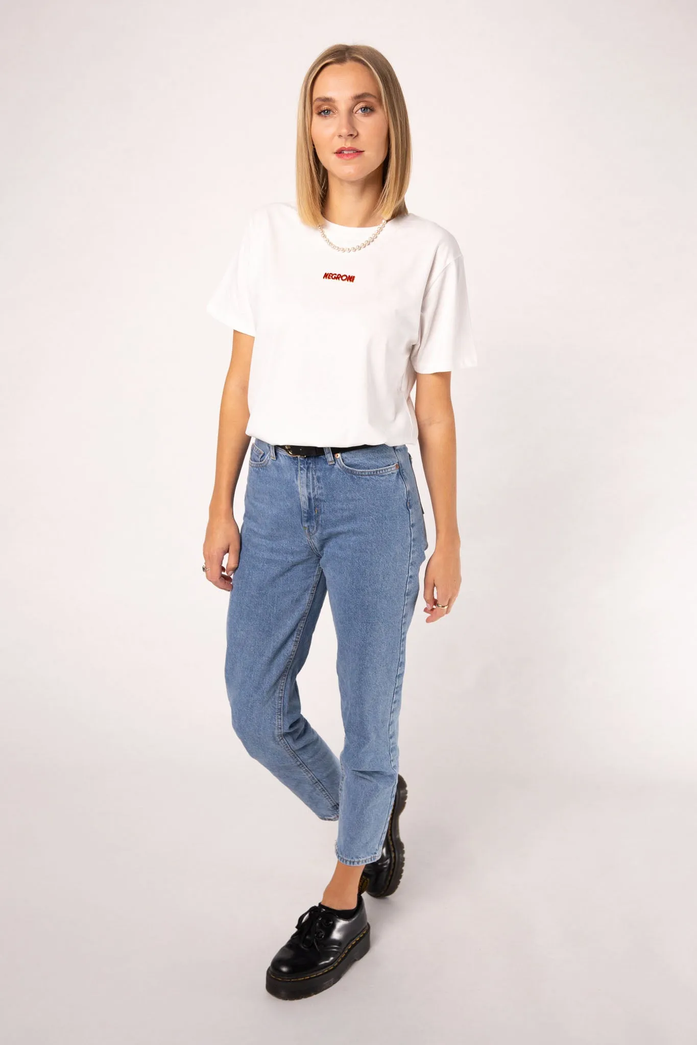 Negroni Signature | Besticktes Frauen Oversized Bio Baumwoll T-Shirt
