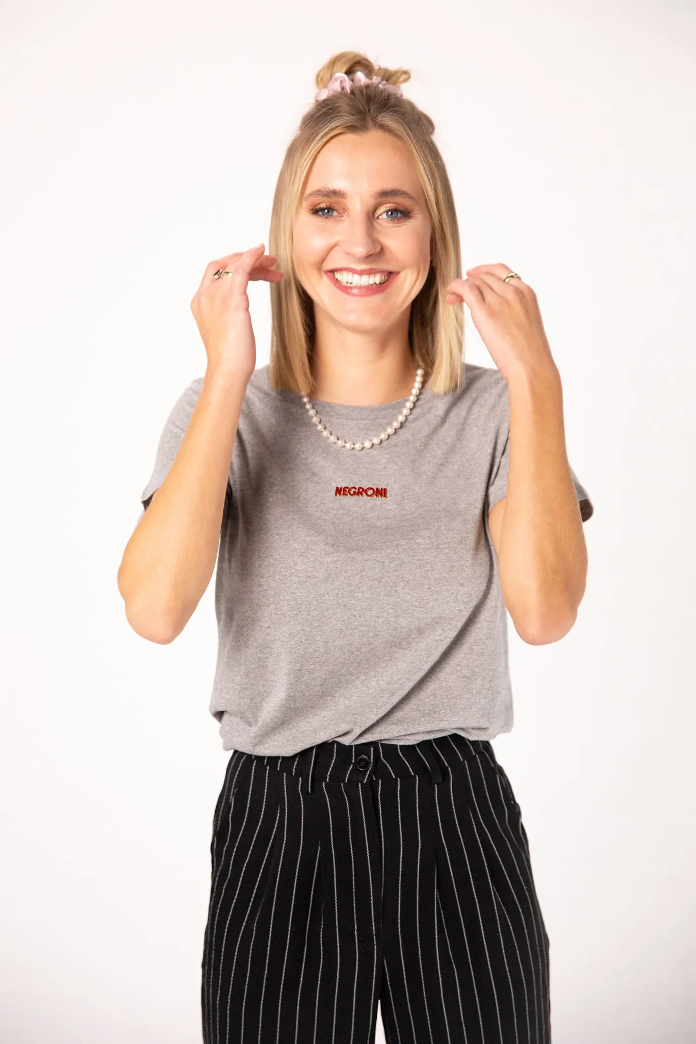Negroni Signature | Besticktes Frauen Oversized Bio Baumwoll T-Shirt