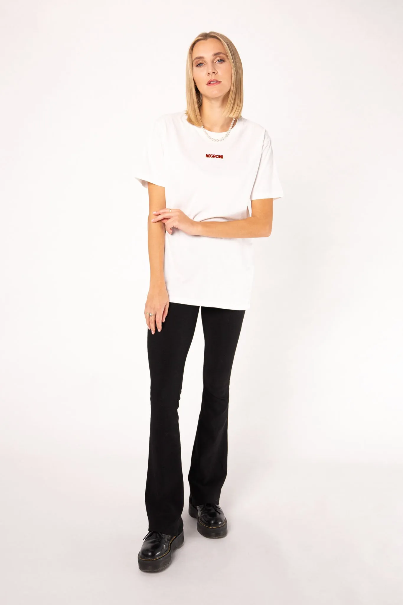 Negroni Signature | Besticktes Frauen Oversized Bio Baumwoll T-Shirt
