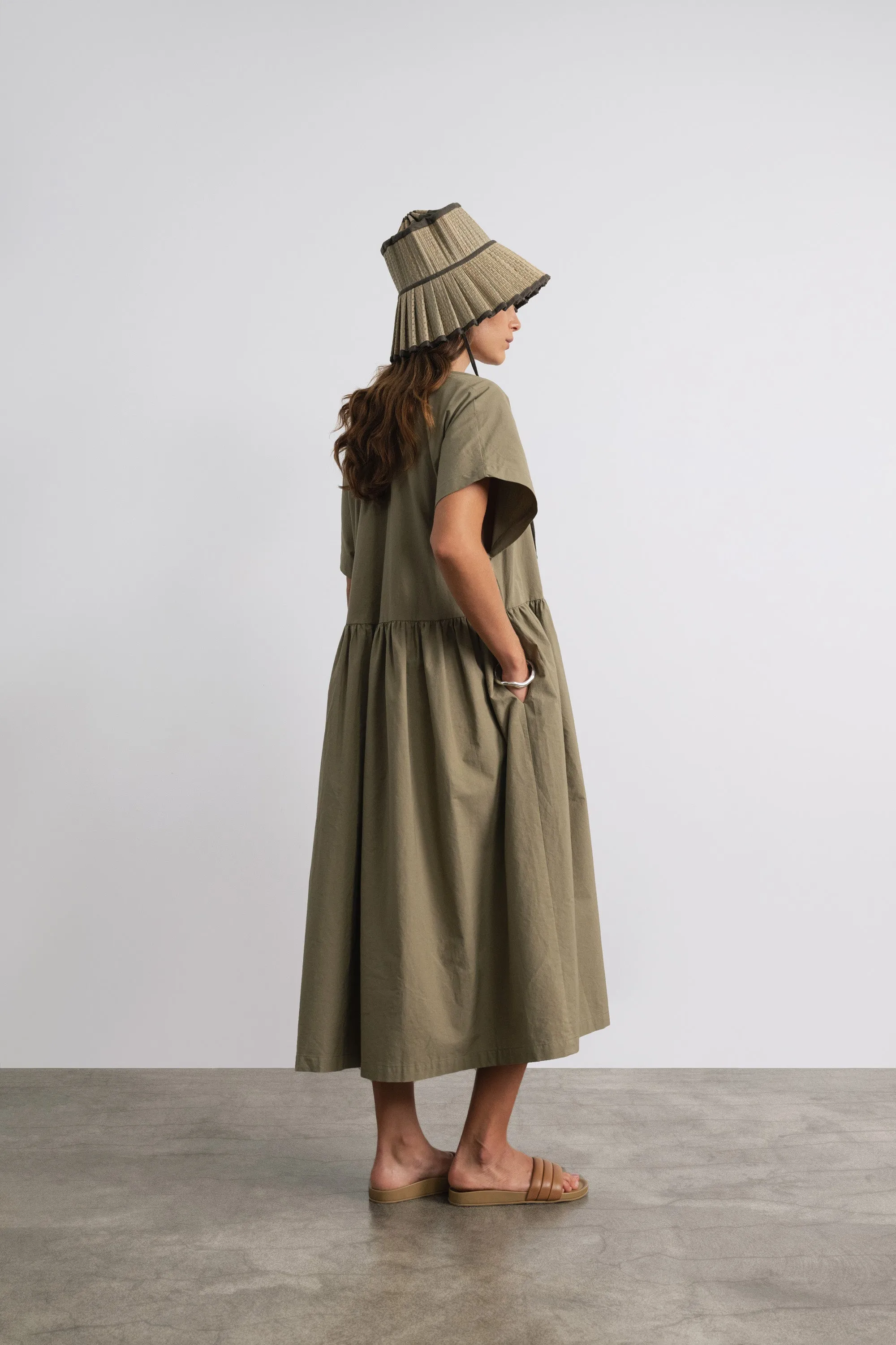 Nico Dress, Organic Cotton Poplin, Algae