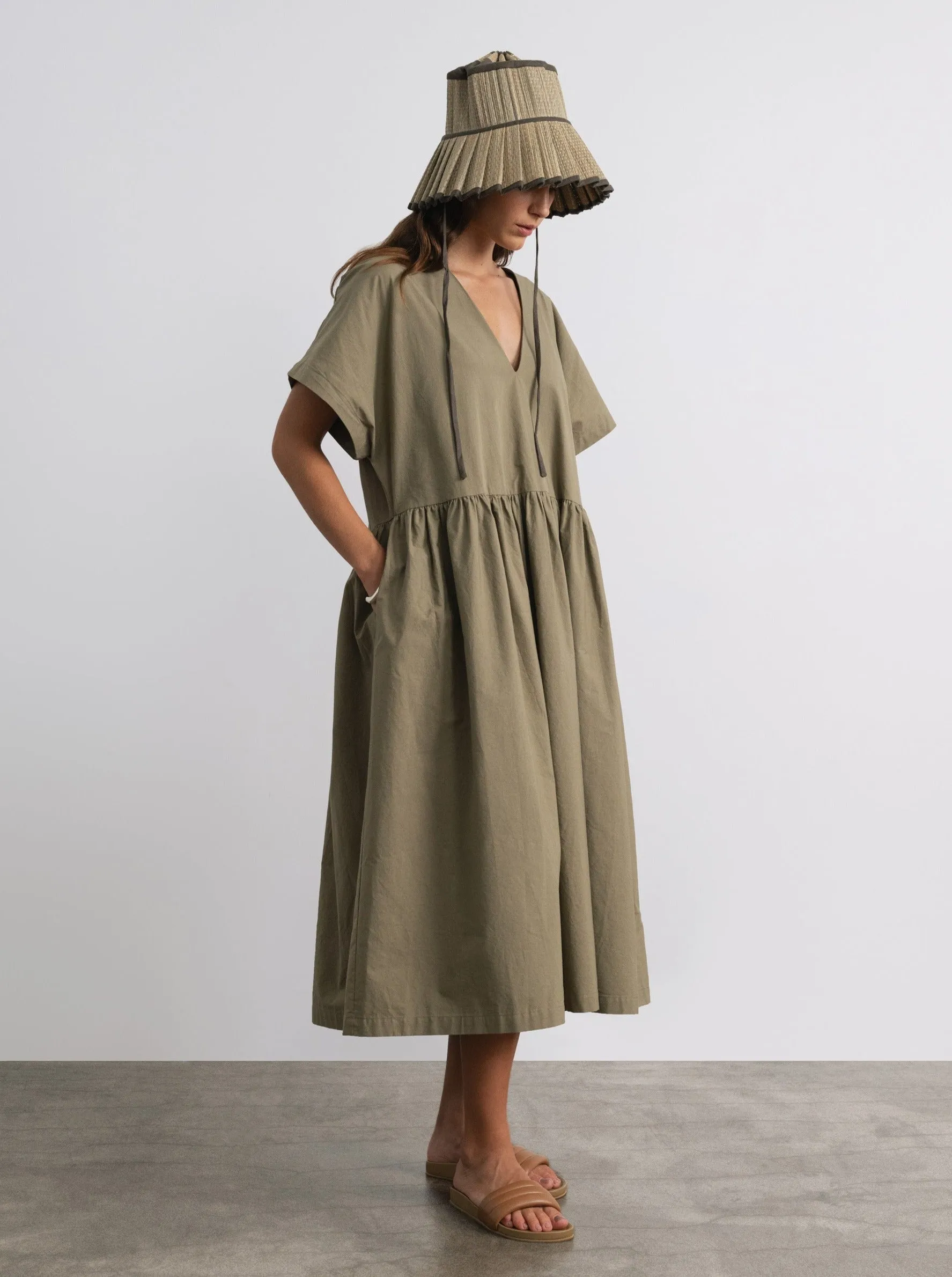 Nico Dress, Organic Cotton Poplin, Algae