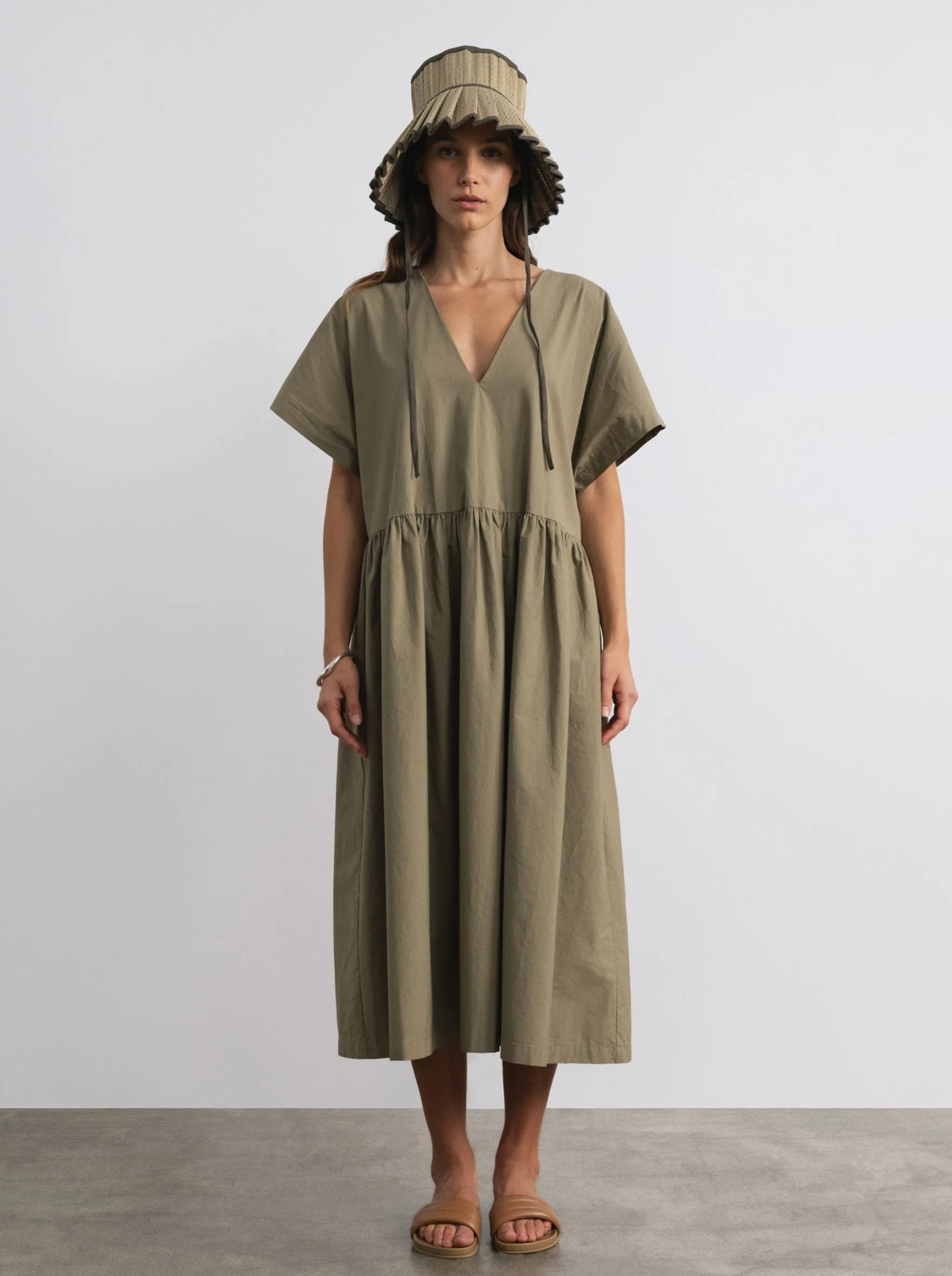 Nico Dress, Organic Cotton Poplin, Algae