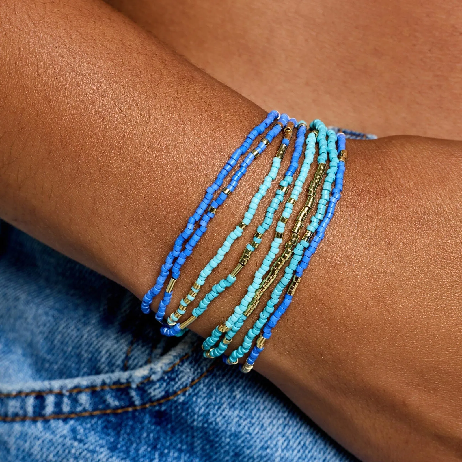 Out to Sea Mixed Bead Stretch Bracelet Set of 8
