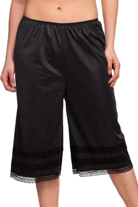 Patricia Lingerie Women's Soft Polyester Satin Half Slips Cullotte Short Pettipant with Elastic Waistband and Lace Trim