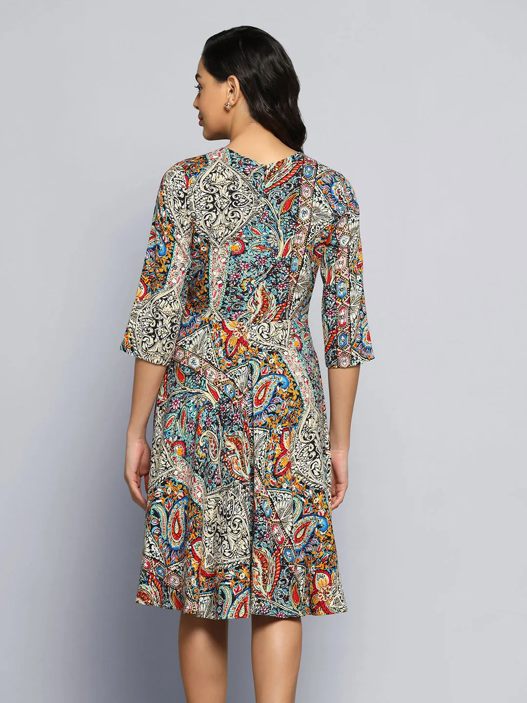 Printed Multicolor Flare Dress