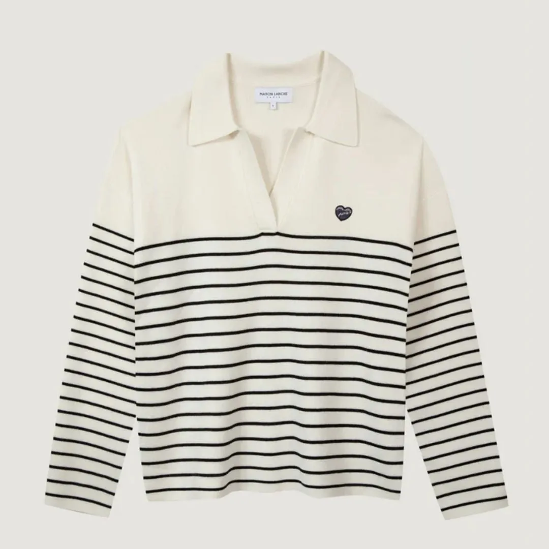 "Patch Coeur ML" Mondovi Sweater (Off White Black)