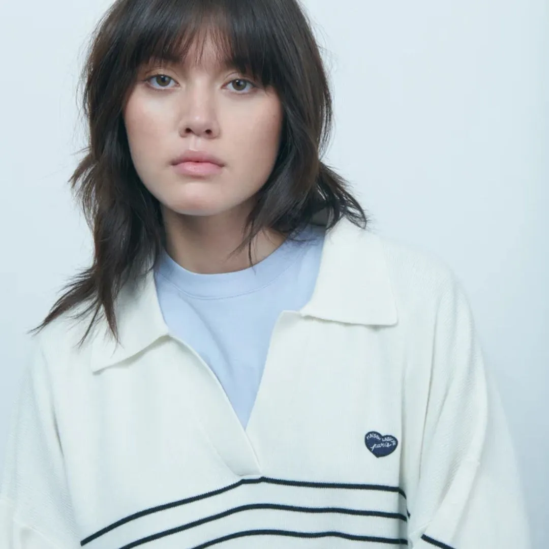 "Patch Coeur ML" Mondovi Sweater (Off White Black)