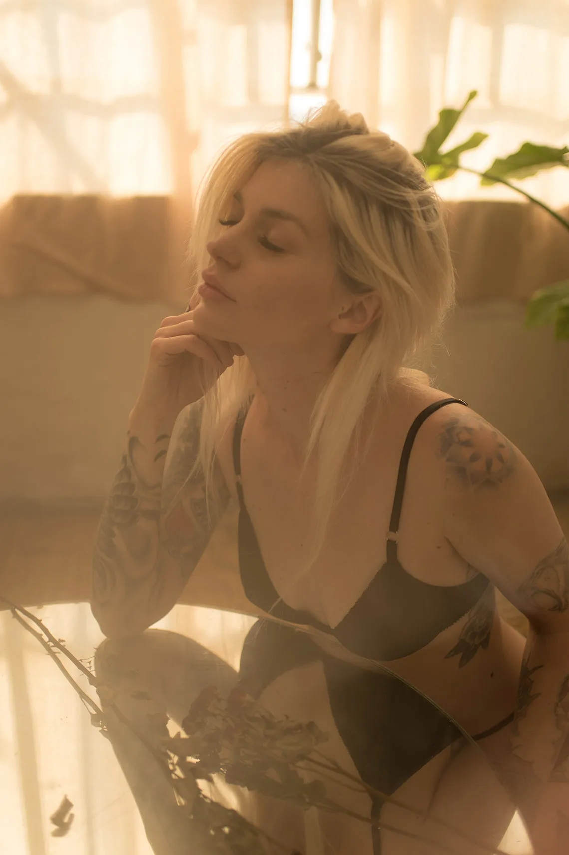READY TO SHIP Sunset Bralette in Sheer Recycled Mesh (M,L,XL)