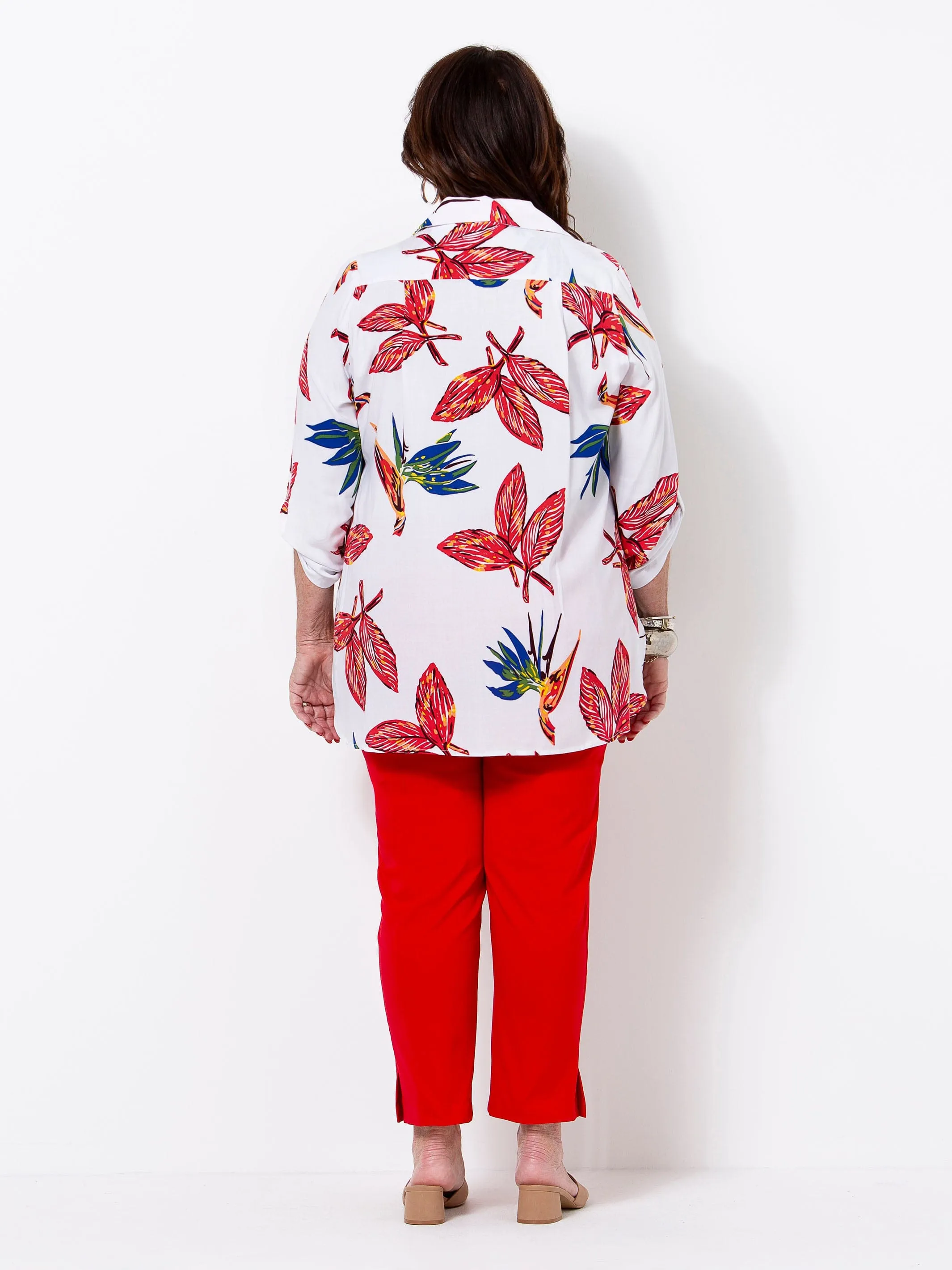 Red Bengaline 7/8 Length Pant