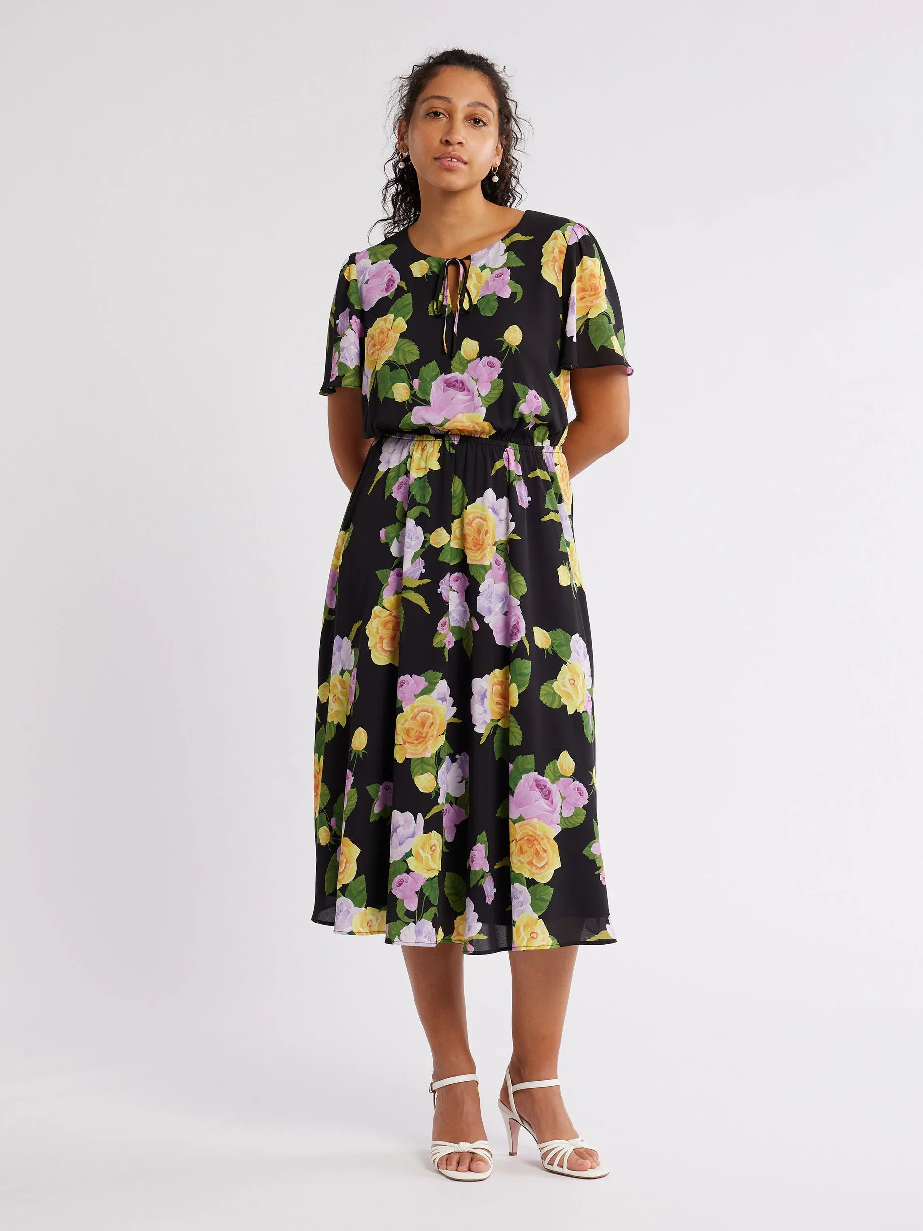 Rose Cascade Midi Dress