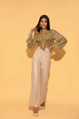 Sequins Shirt and Sequins Pants Co-ord Set