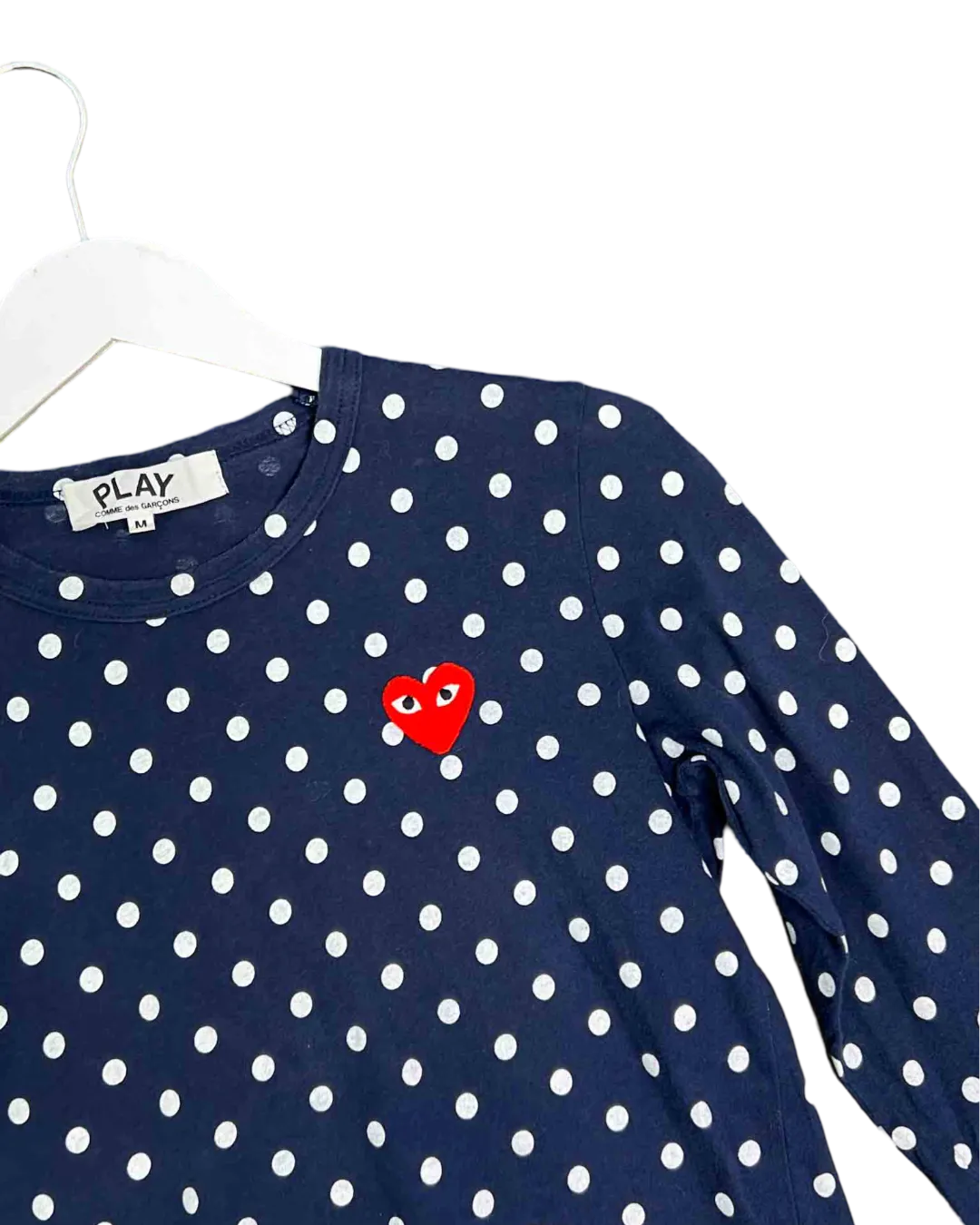 Size M - PLAY Comme des Garçons Blue and White Spotty Long Sleeve Top