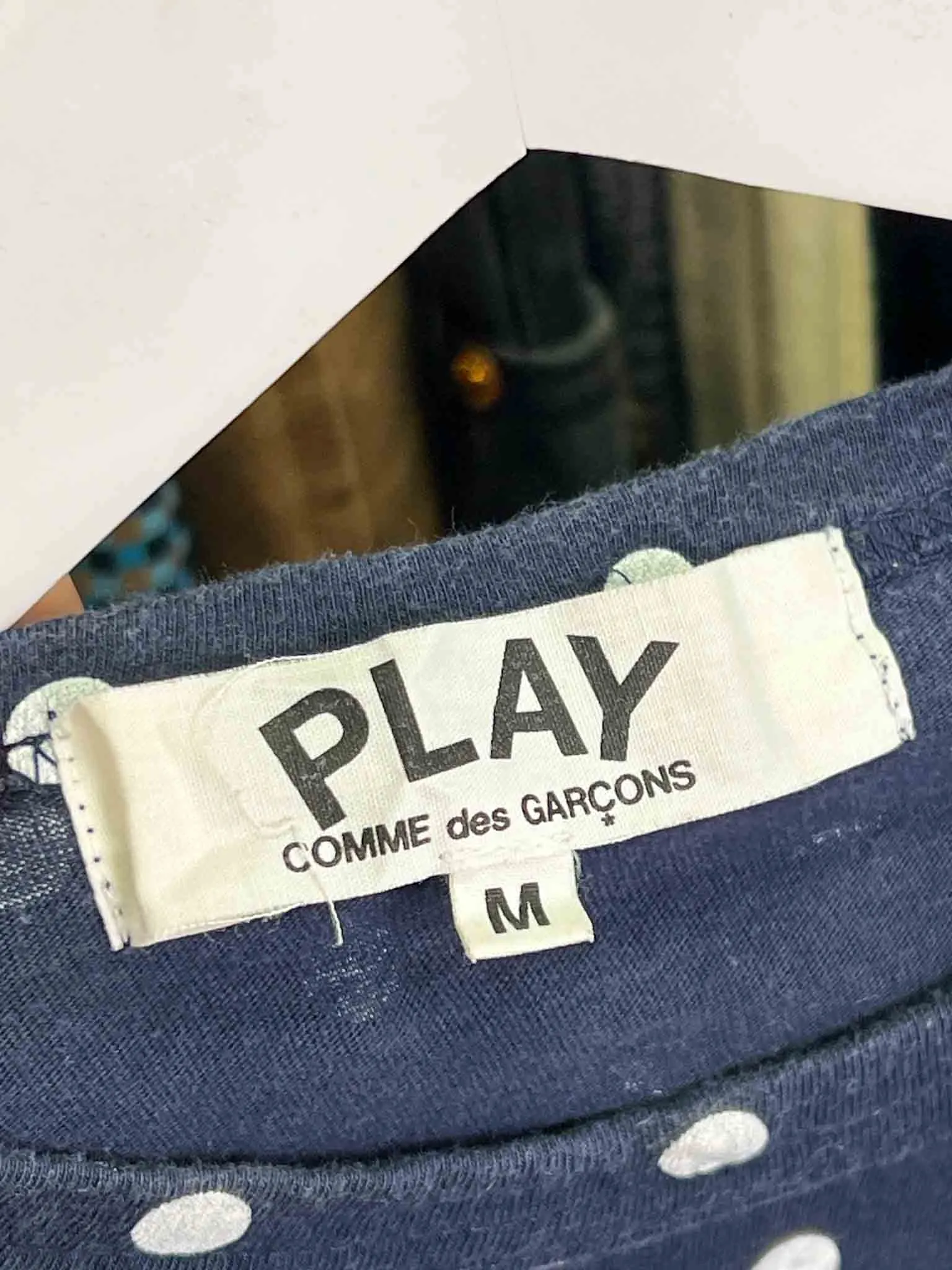 Size M - PLAY Comme des Garçons Blue and White Spotty Long Sleeve Top