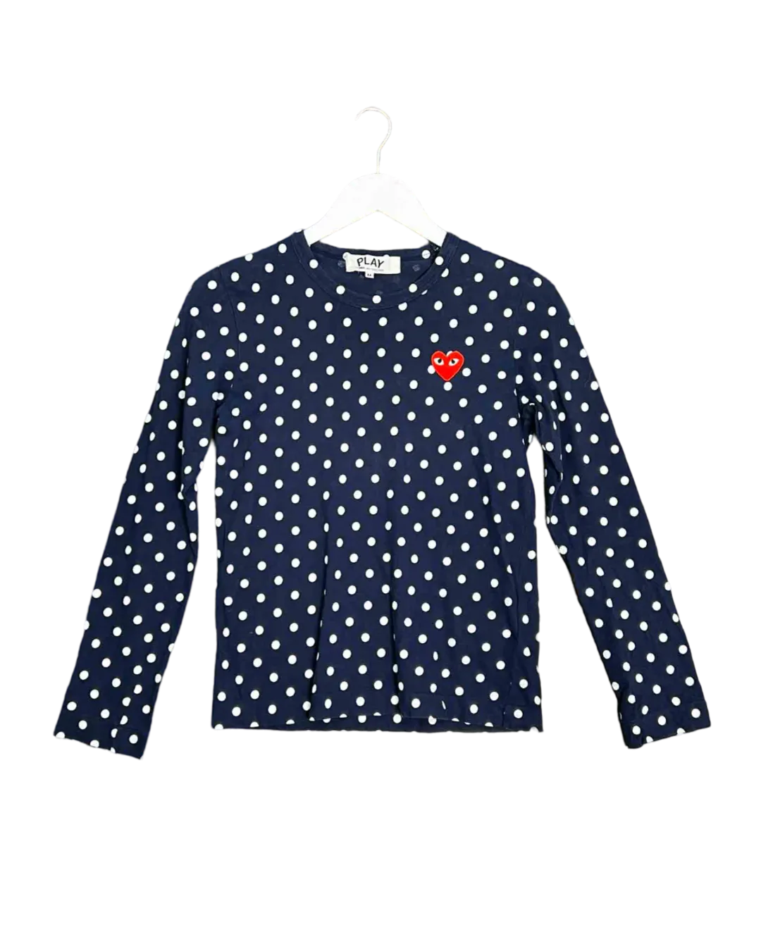 Size M - PLAY Comme des Garçons Blue and White Spotty Long Sleeve Top